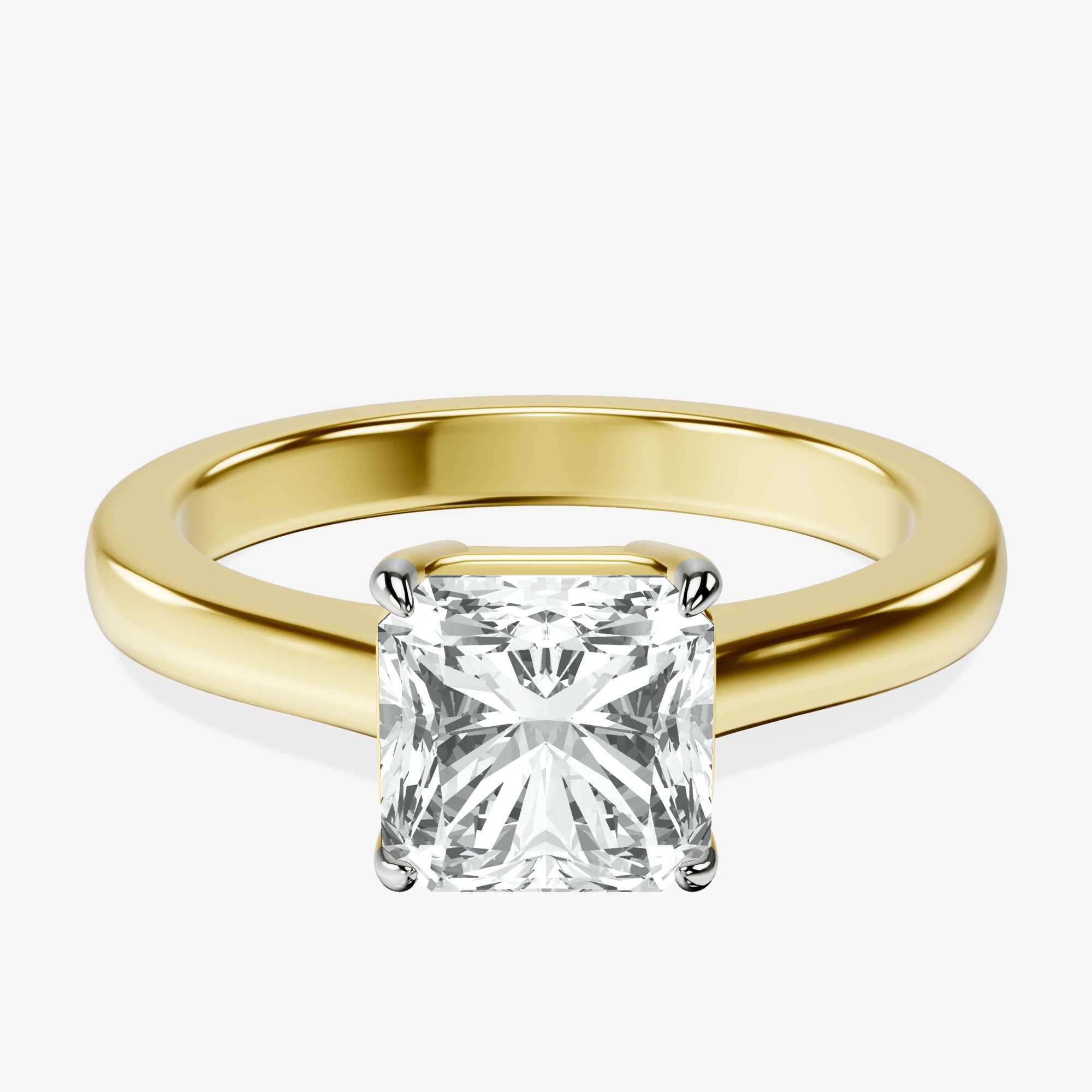 2.94 ct. radiant Demi Four Prong Ring in 14kt yellow gold rtr top