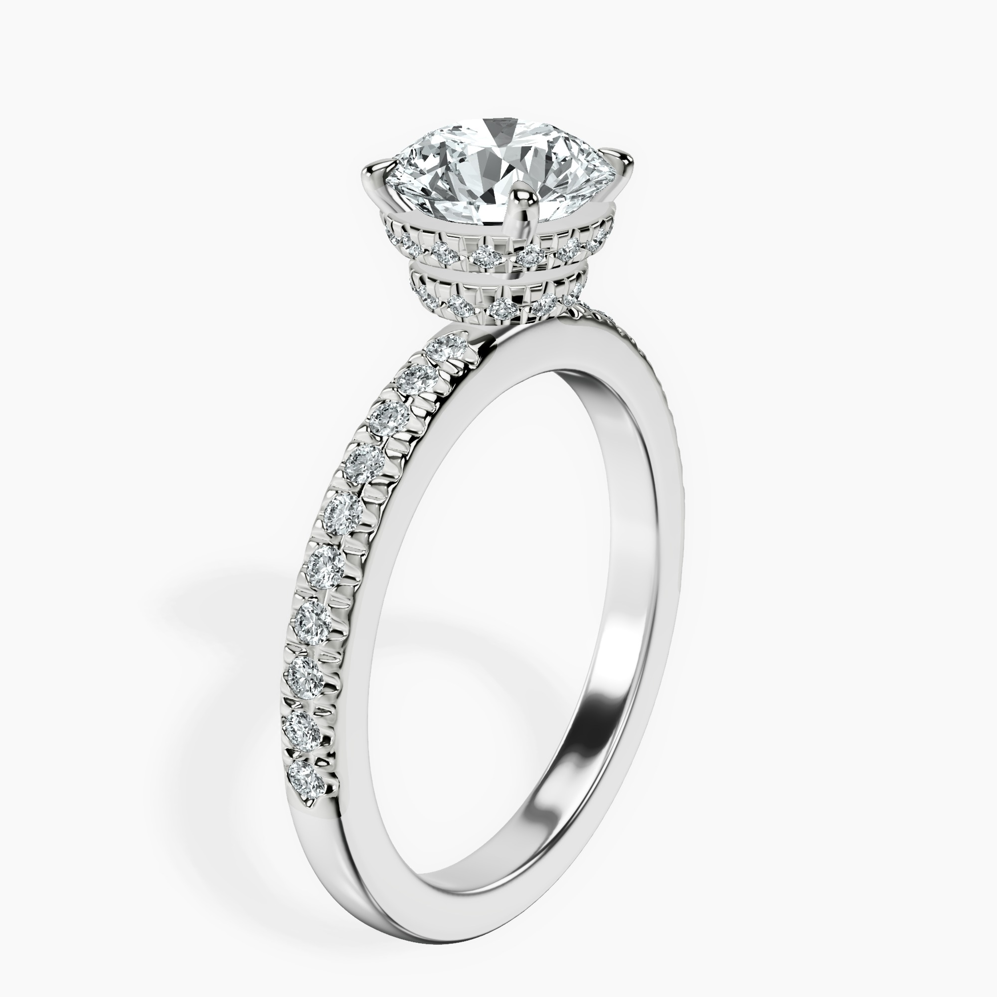 2.04 ct. round Jia Halo Eternity Ring in 14kt white gold standing product image one