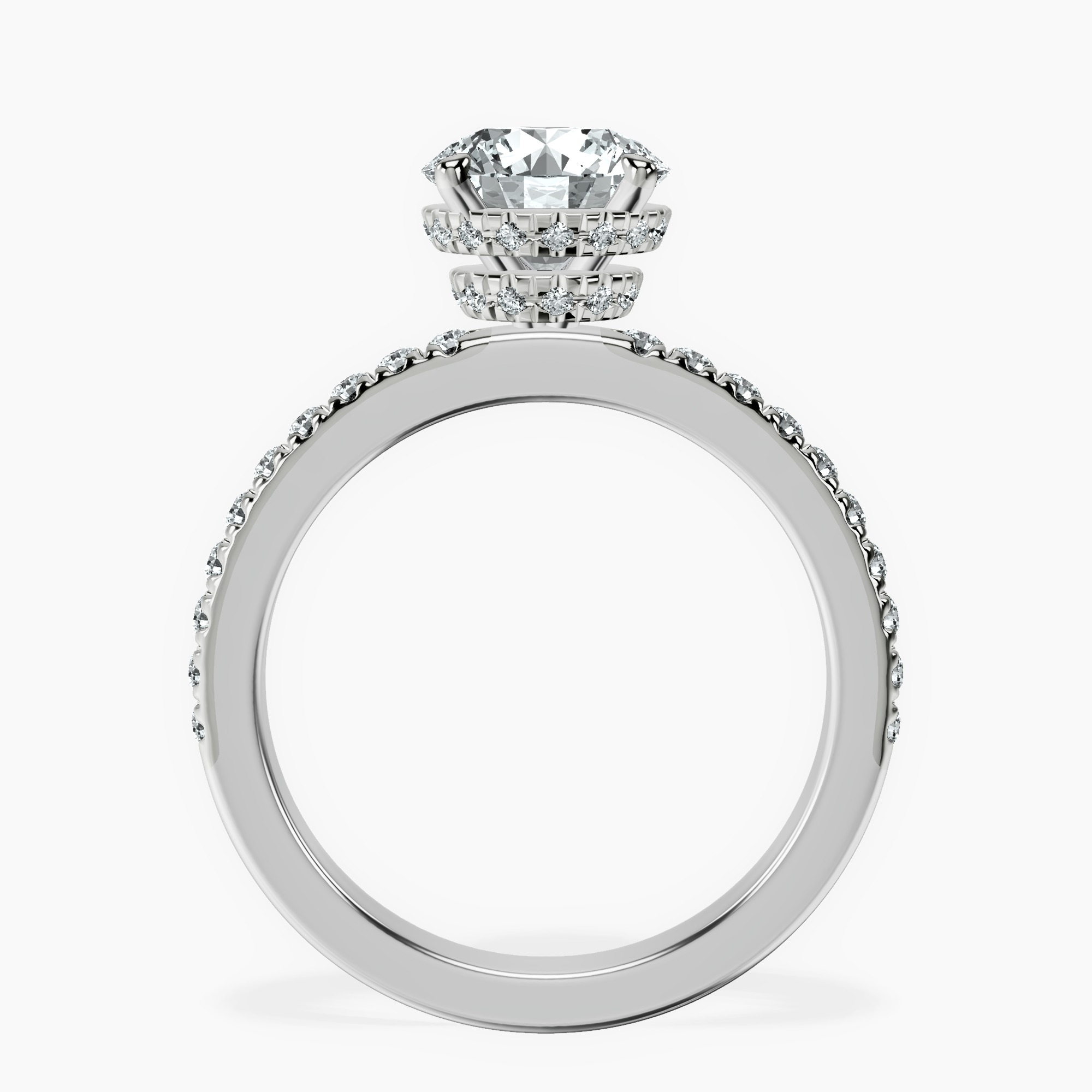 2.04 ct. round Jia Halo Eternity Ring in 14kt white gold side right image one
