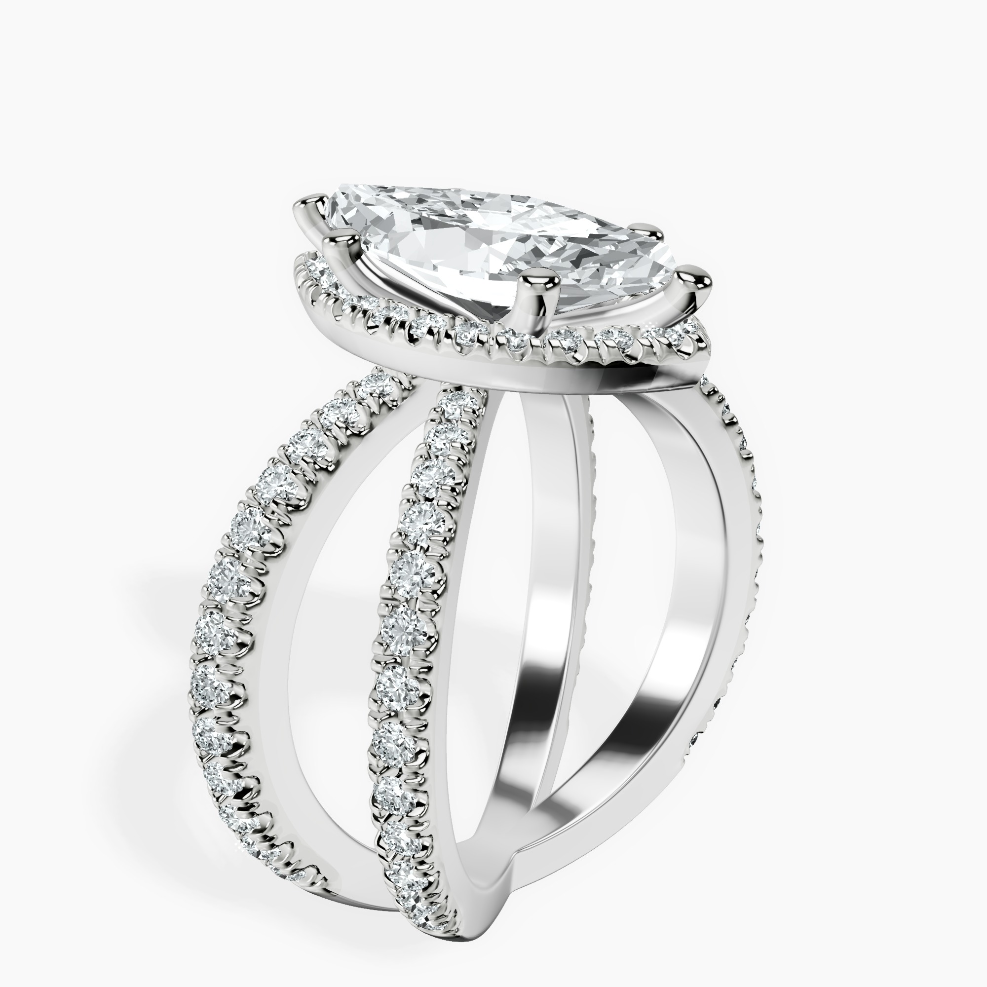 2.73 ct. marquise Electra Criss Cross Ring in 10kt white gold standing product image one