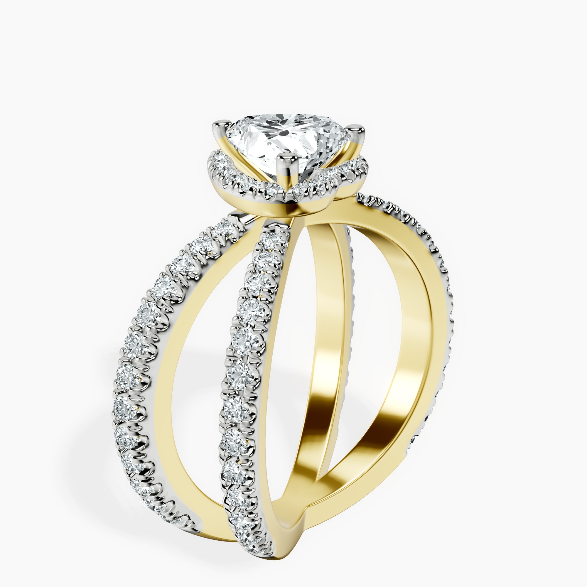 1.29 ct. heart Electra Criss Cross Ring in 18kt yellow gold standing product image one