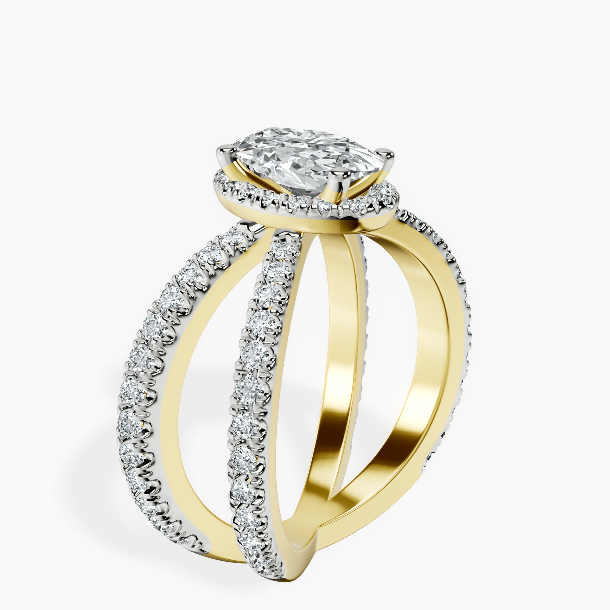 1.37 ct. oval Electra Criss Cross Ring in 14kt yellow gold standing product image one