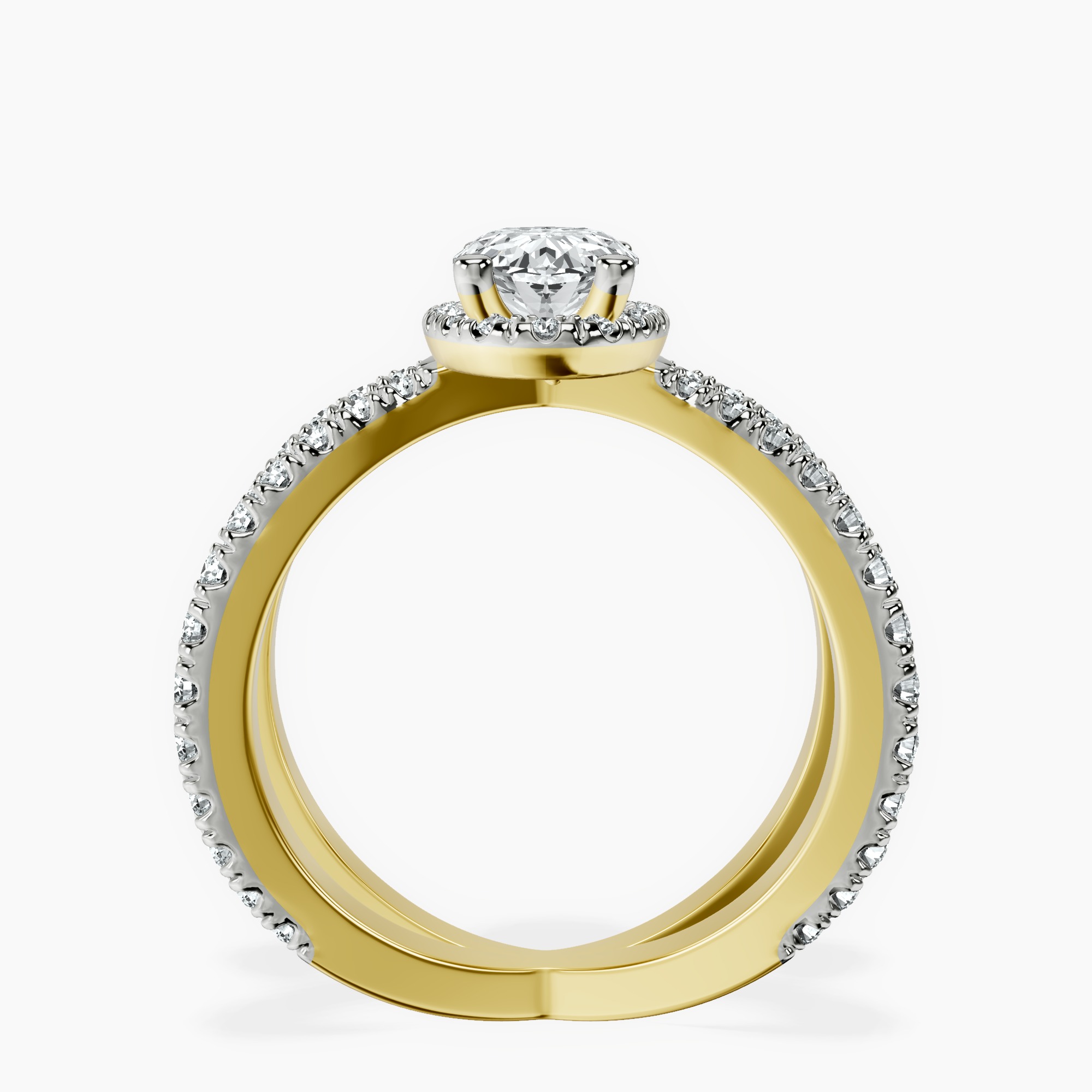 1.37 ct. oval Electra Criss Cross Ring in 14kt yellow gold side right image one