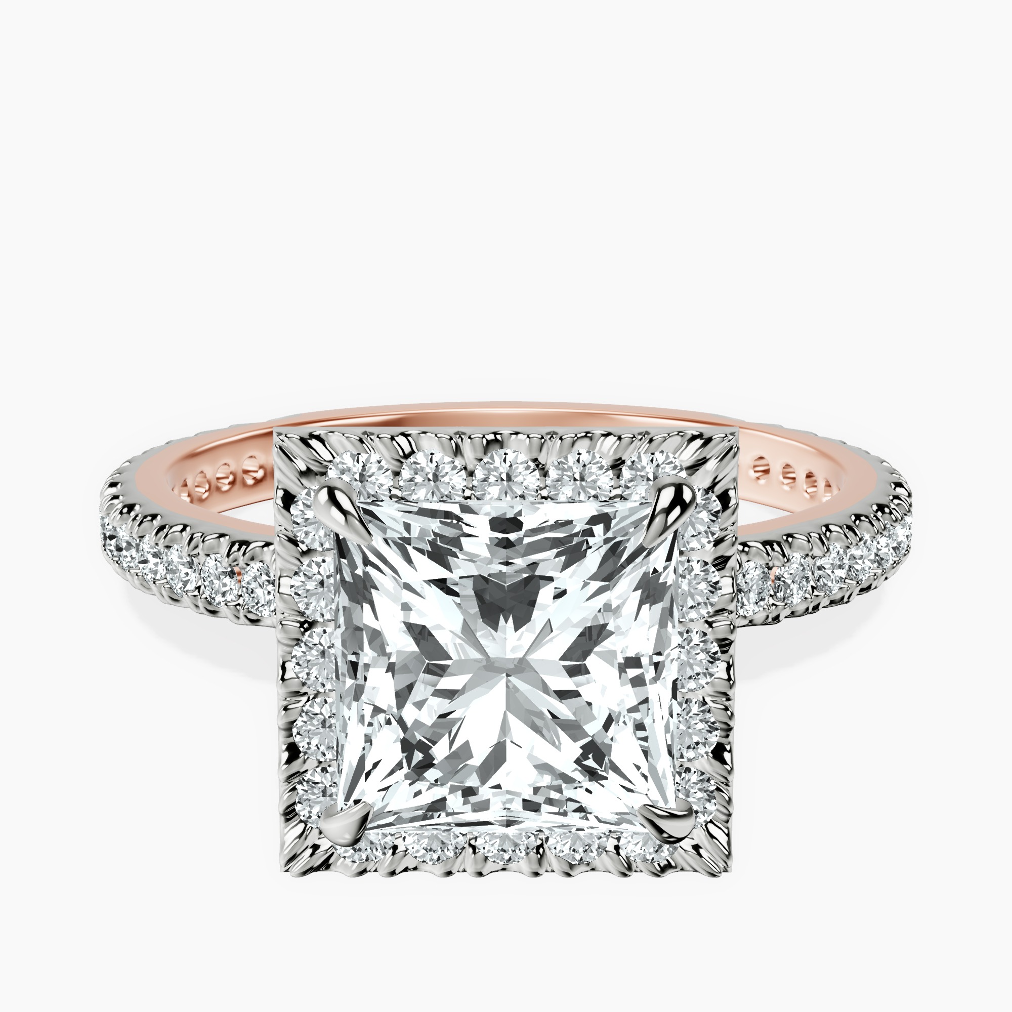 2.80 ct. princess Victoria Beckham Engagement Ring in 18kt rose gold rtr top