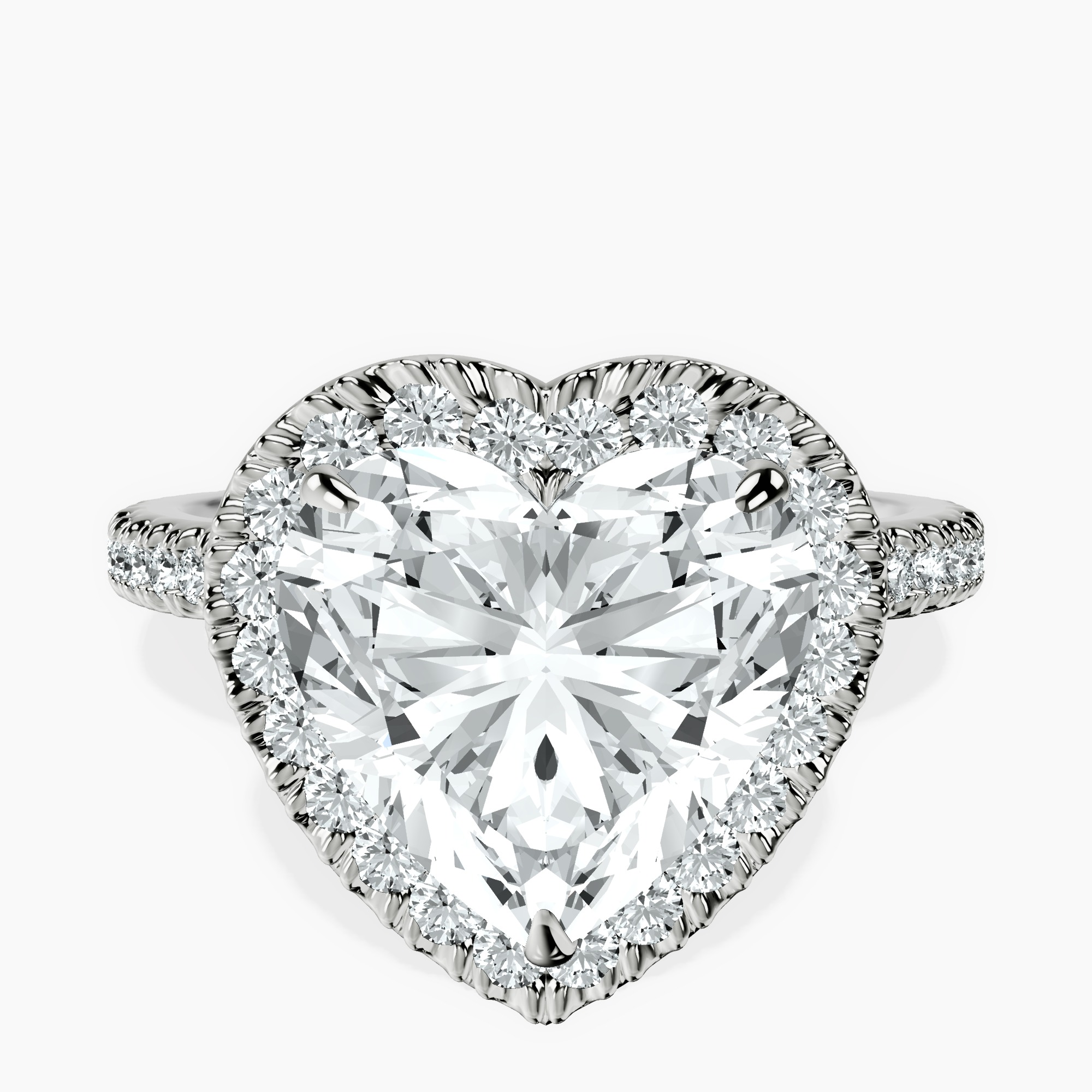 3.01 ct. heart Victoria Beckham Engagement Ring in 14kt white gold rtr top