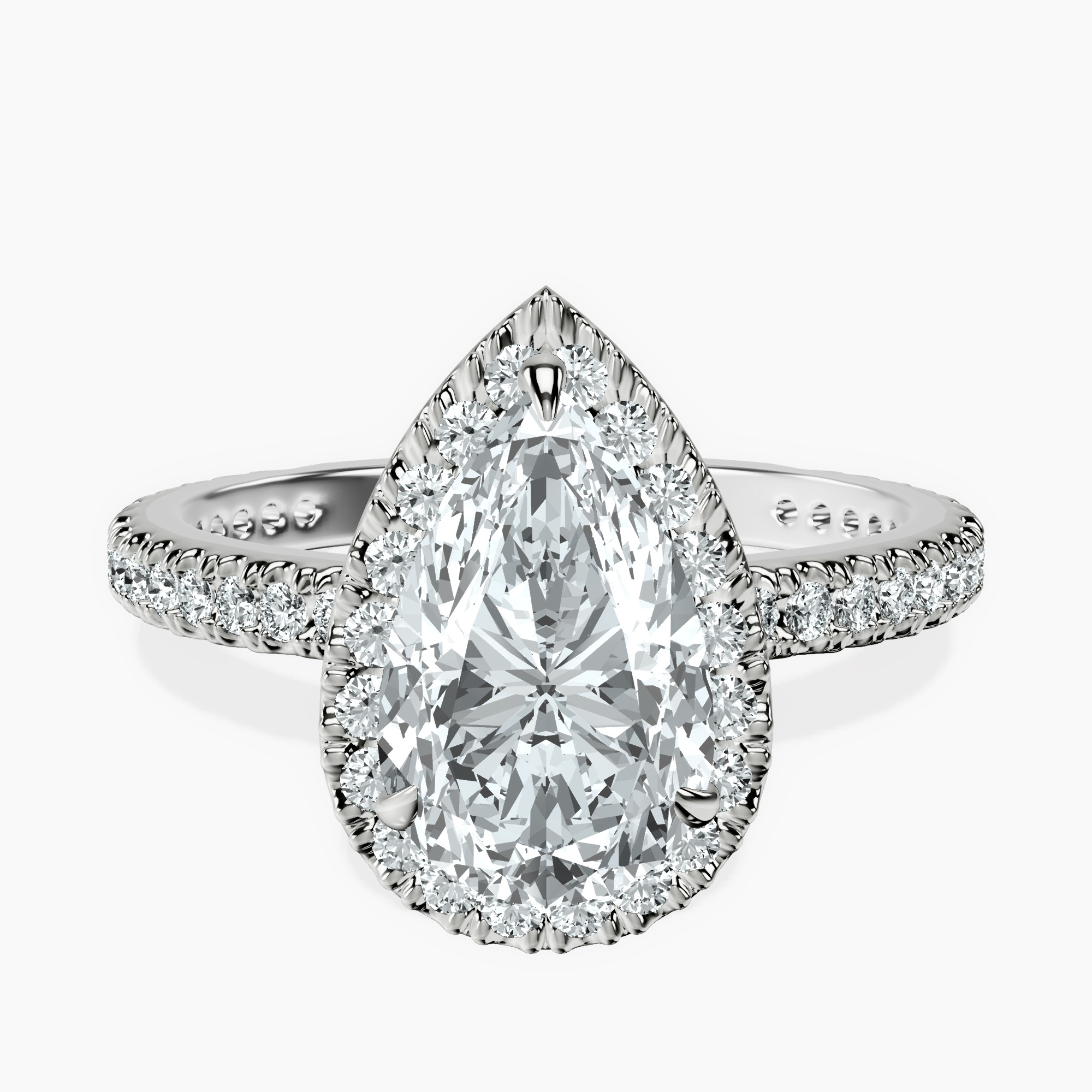 Platinum Victoria Beckham Halo Lab Diamond Eternity Ring front image