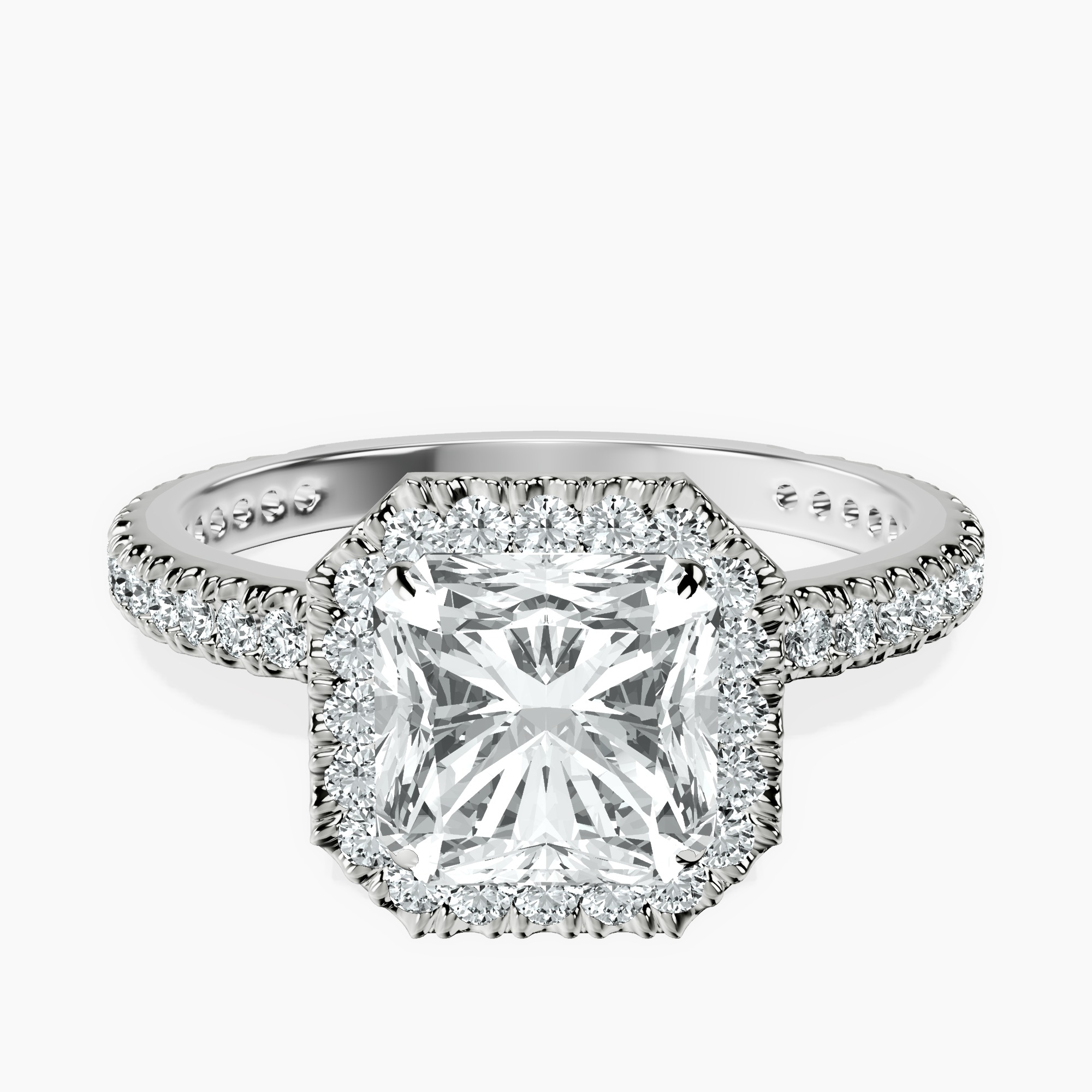 Platinum Victoria Beckham Halo Lab Diamond Eternity Ring front image