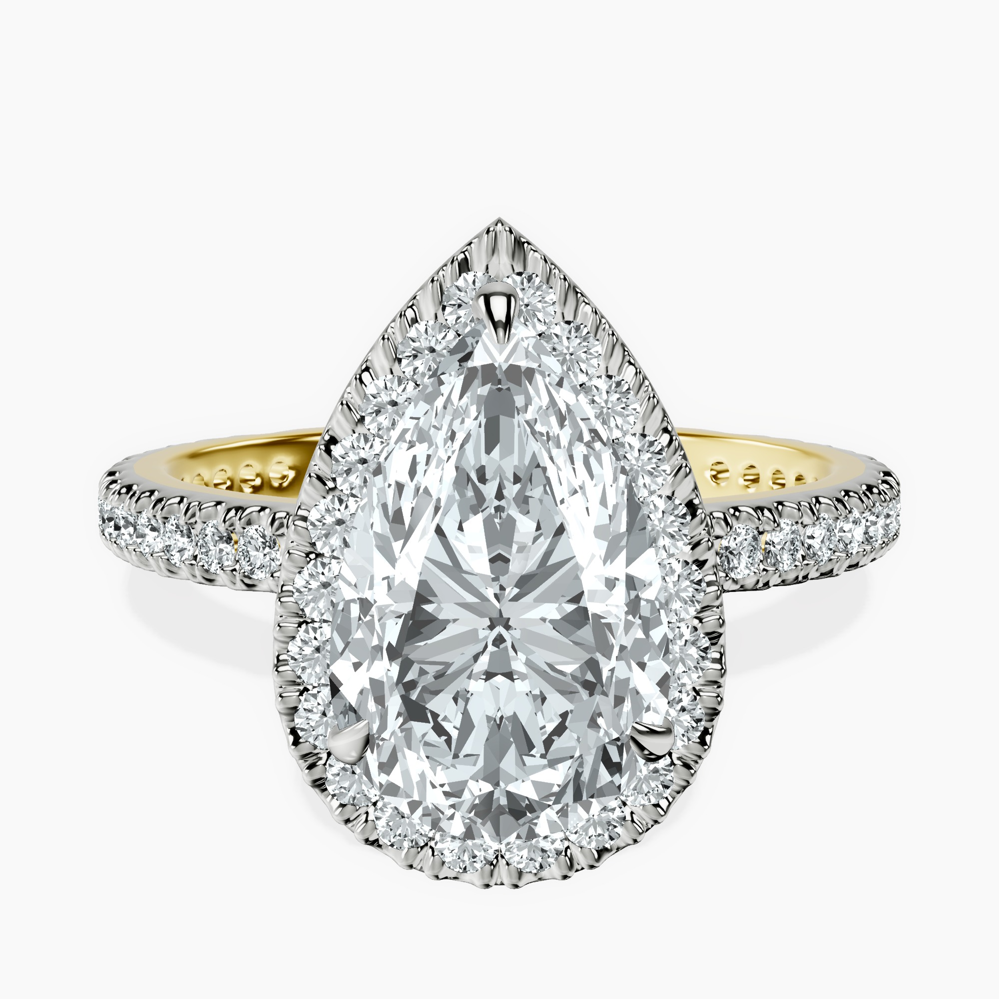 2.96 ct. pear Victoria Beckham Engagement Ring in 14kt yellow gold rtr top