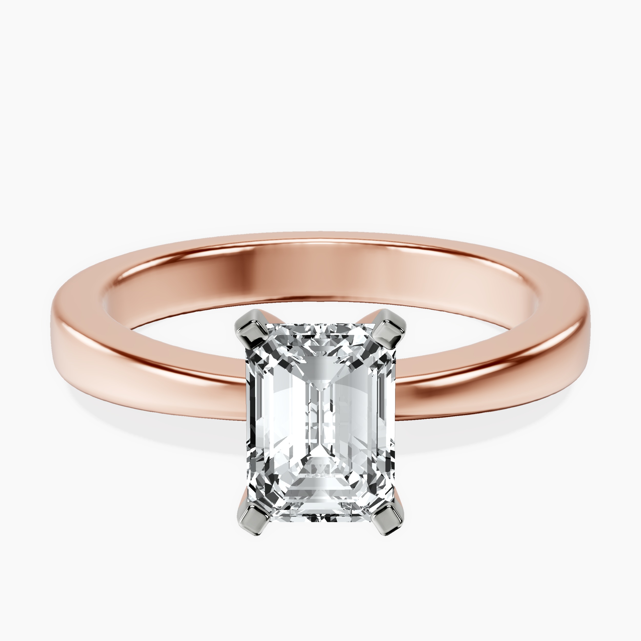 18kt Rose Gold Jannel Tapering Solitaire Lab Diamond Ring front image