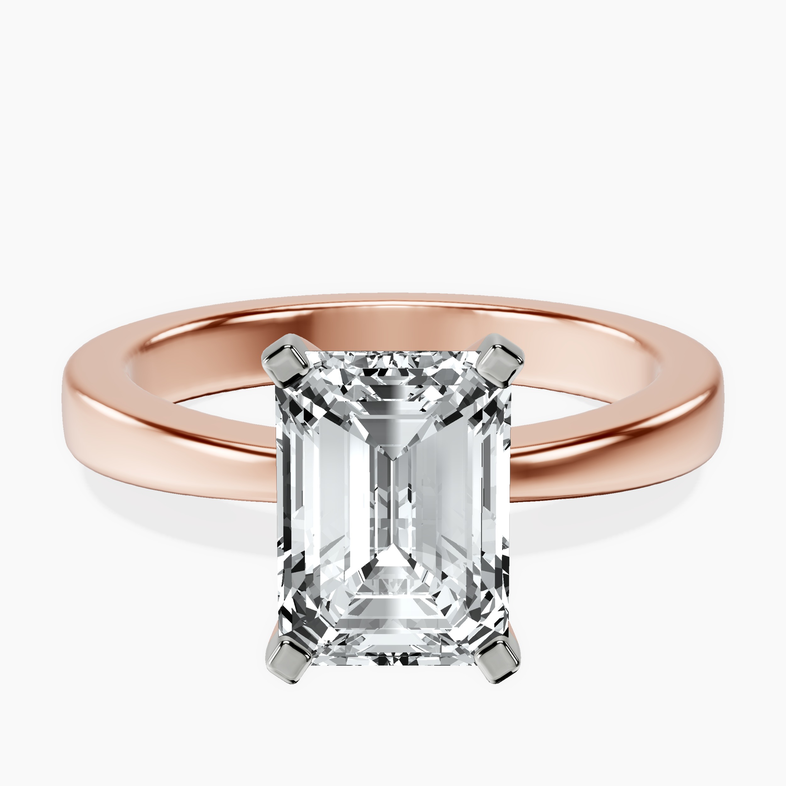 14kt Rose Gold Jannel Tapering Solitaire Lab Diamond Ring front image