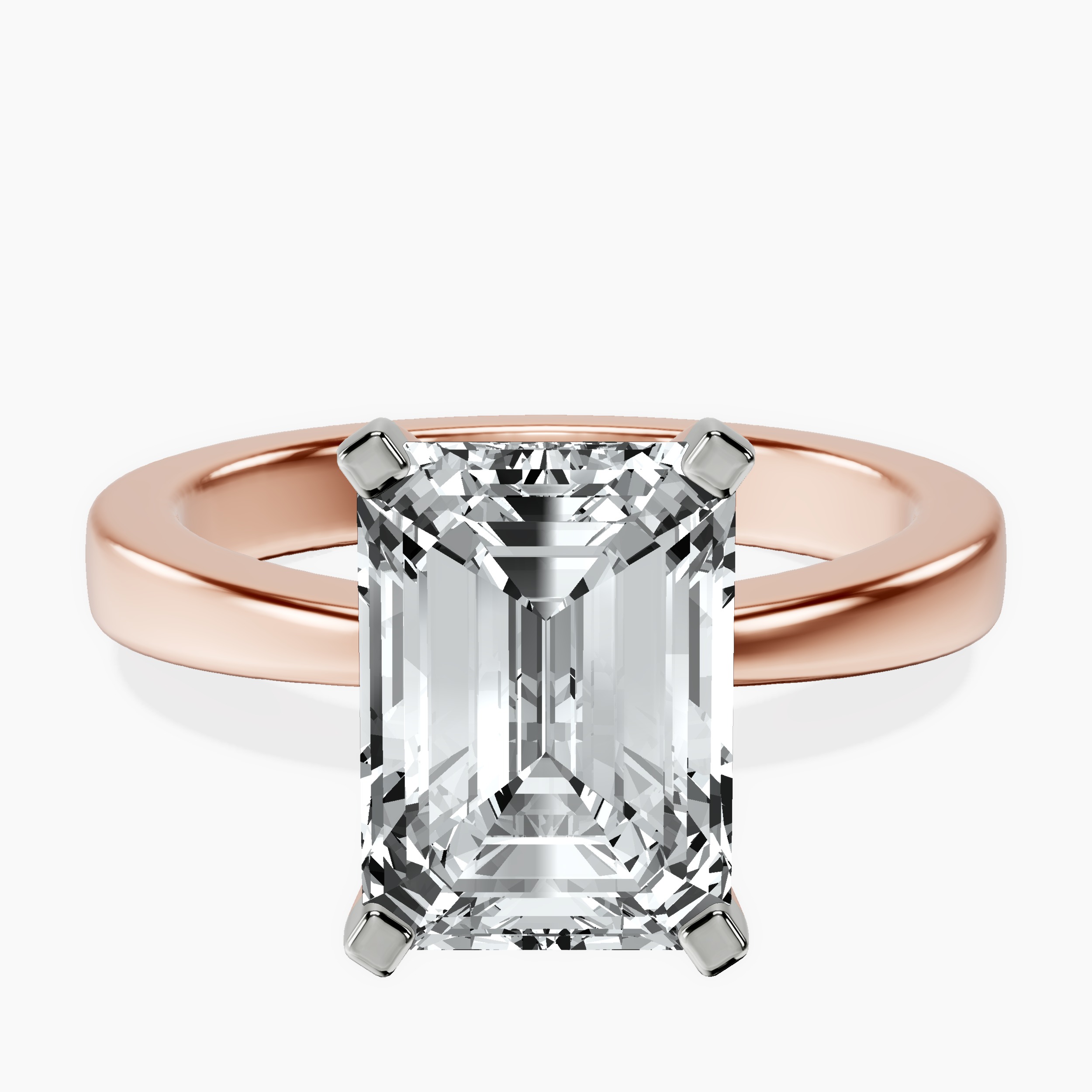 14kt Rose Gold Jannel Tapering Solitaire Lab Diamond Ring front image