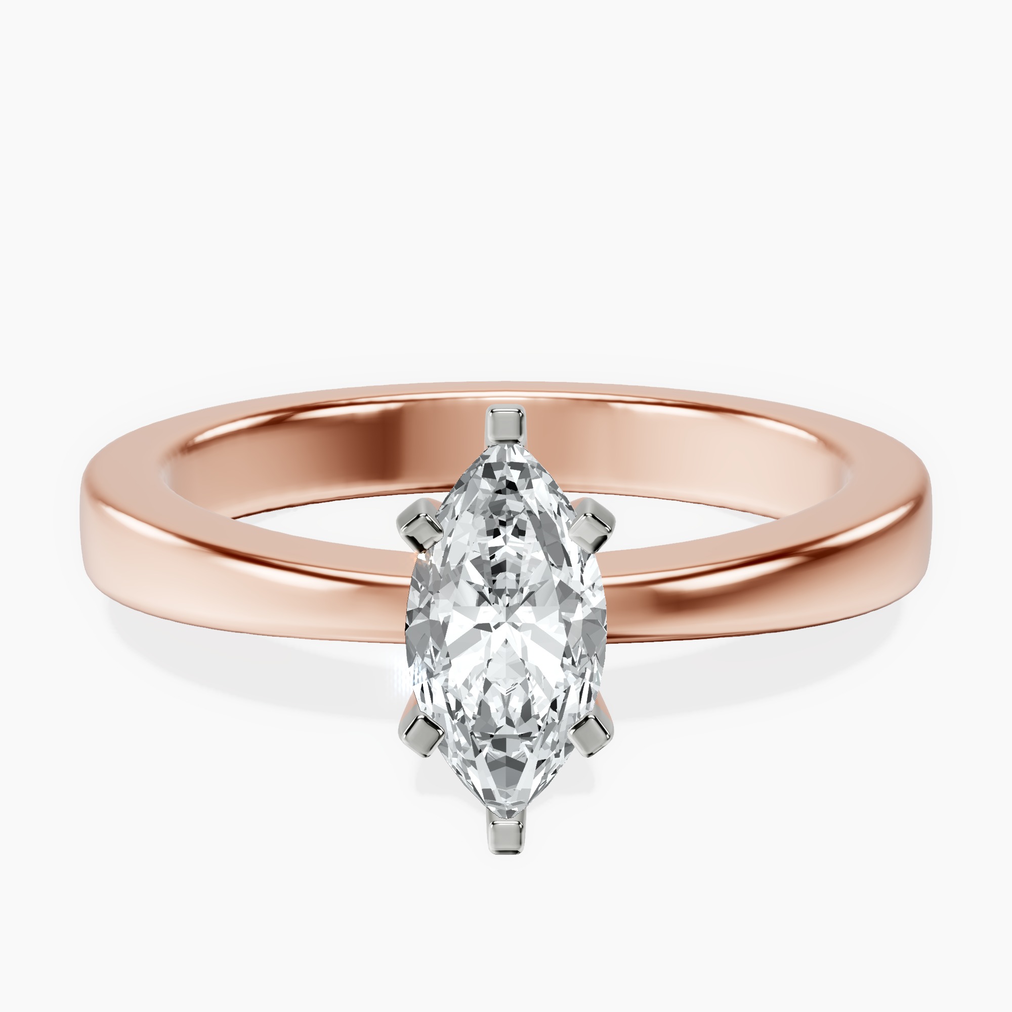 14kt Rose Gold Jannel Tapering Solitaire Lab Diamond Ring front image