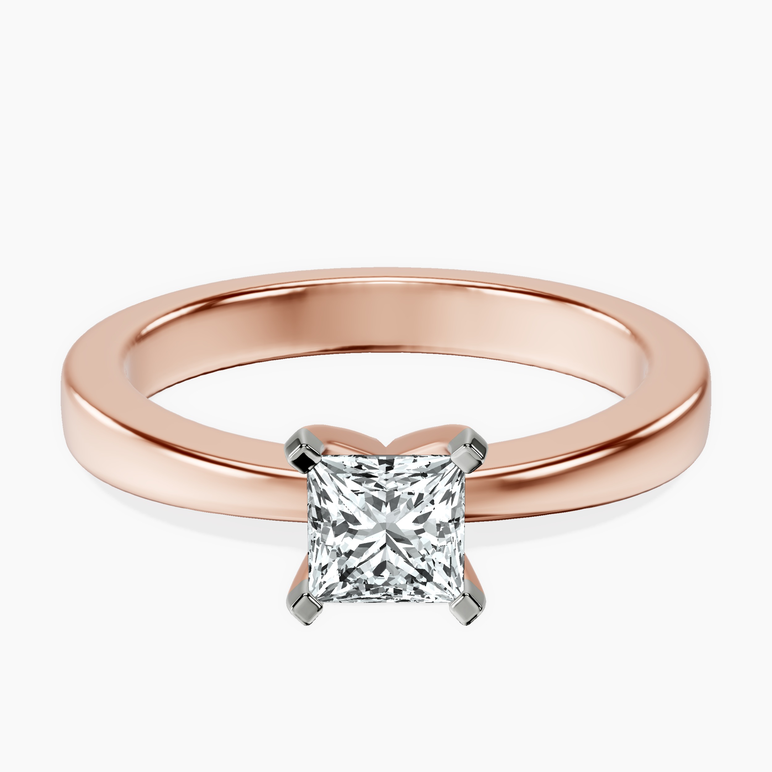 14kt Rose Gold Jannel Tapering Solitaire Lab Diamond Ring front image