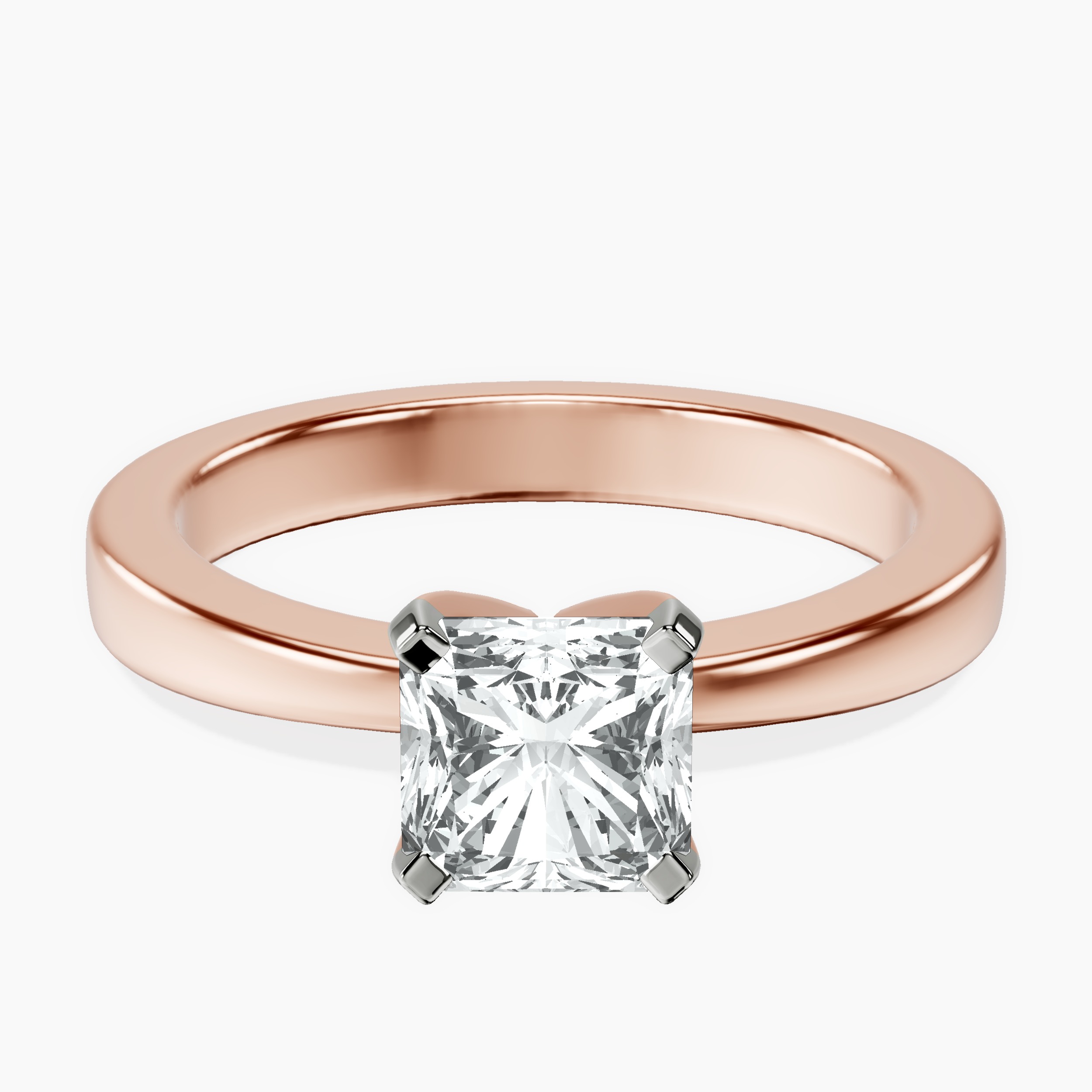 14kt Rose Gold Jannel Tapering Solitaire Lab Diamond Ring front image