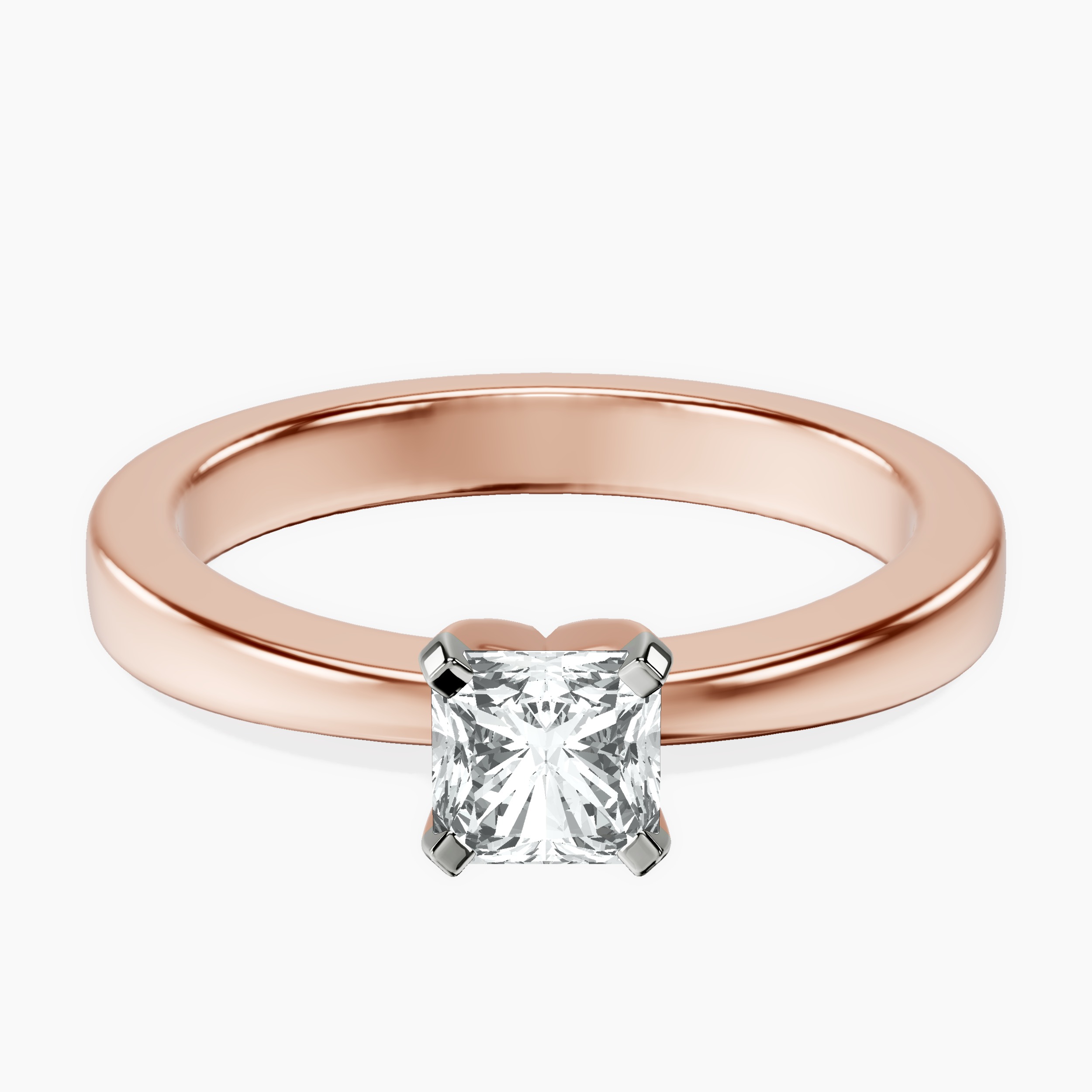 14kt Rose Gold Jannel Tapering Solitaire Lab Diamond Ring front image