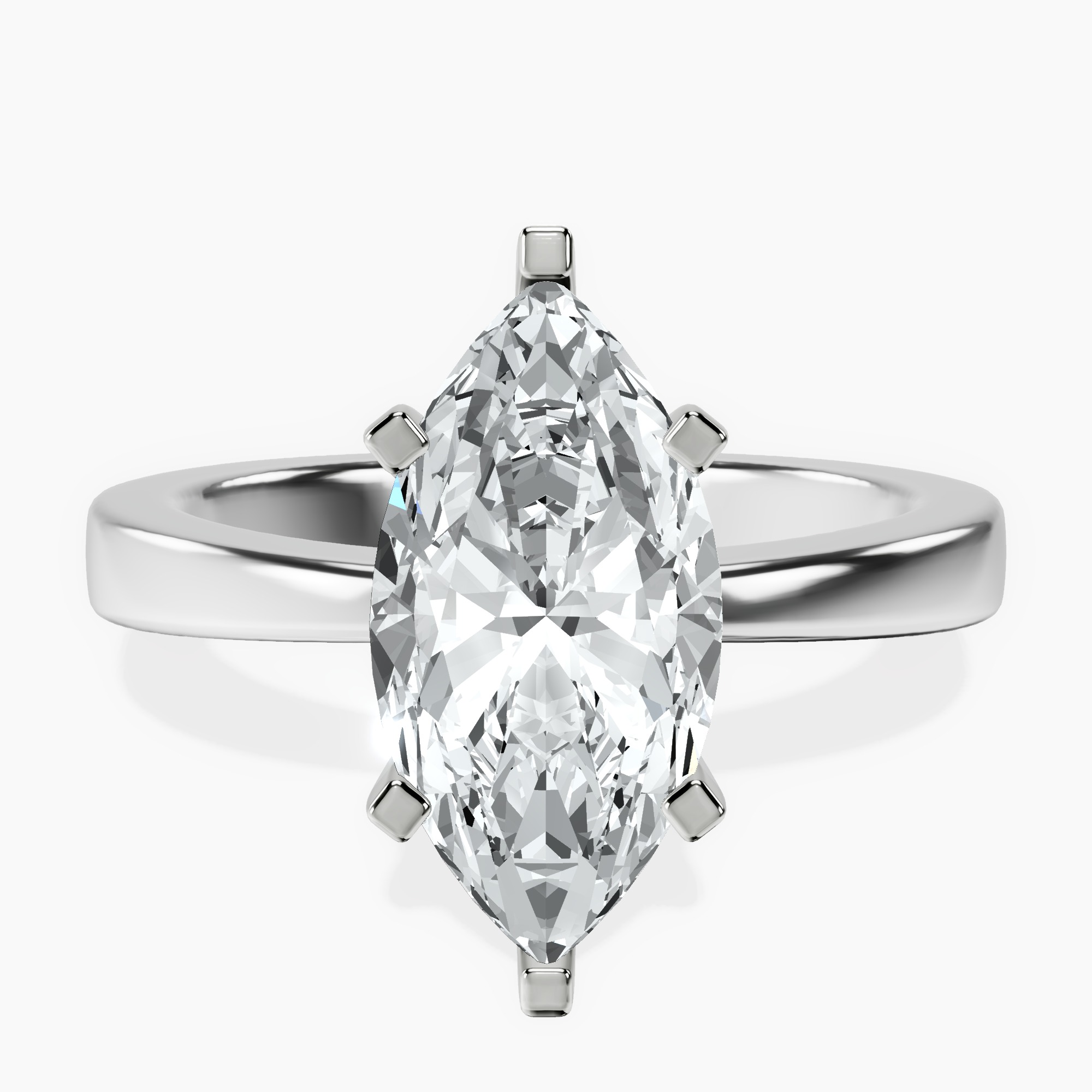 14kt White Gold Jannel Tapering Solitaire Lab Diamond Ring front image