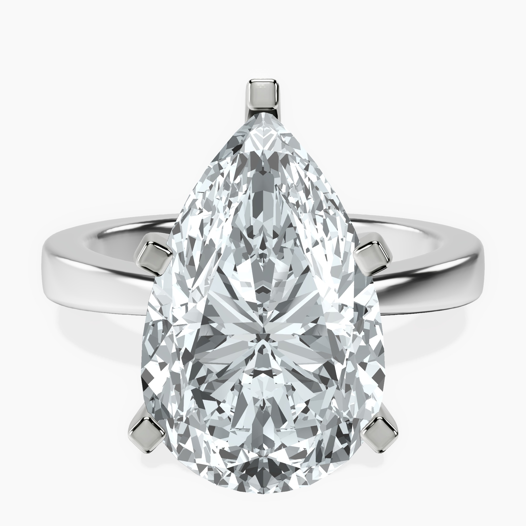 10kt White Gold Jannel Tapering Solitaire Lab Diamond Ring front image