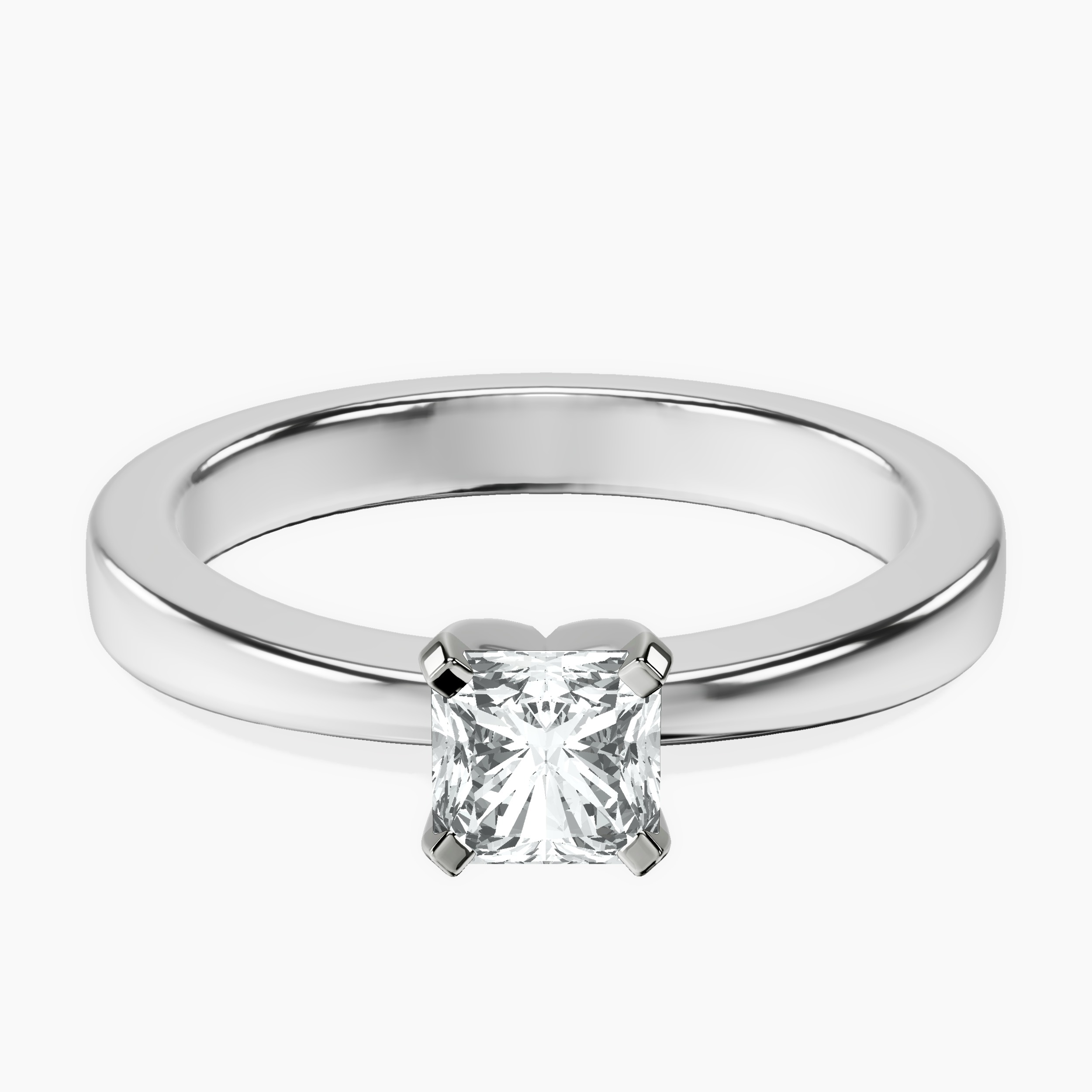 14kt White Gold Jannel Tapering Solitaire Lab Diamond Ring front image