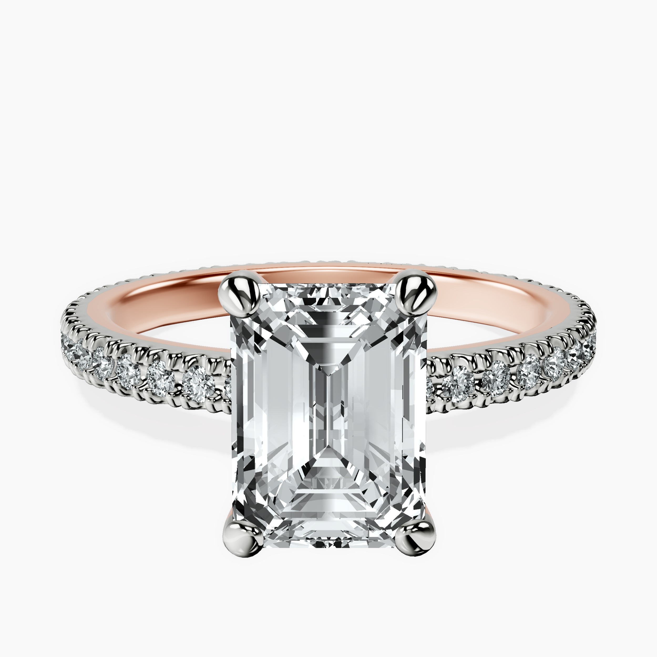 2.15 ct. emerald Claire Eternity Ring in 10kt rose gold rtr top