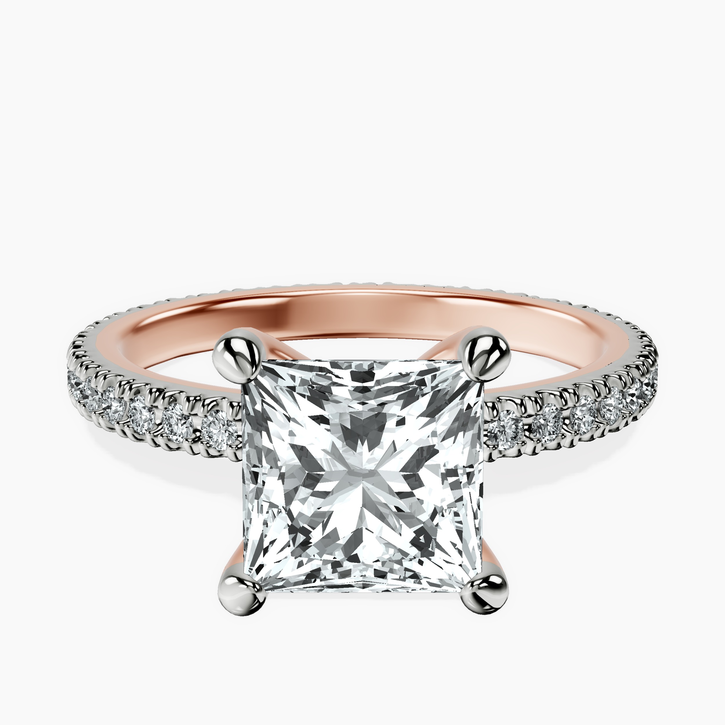 2.81 ct. princess Claire Eternity Ring in 10kt rose gold rtr top