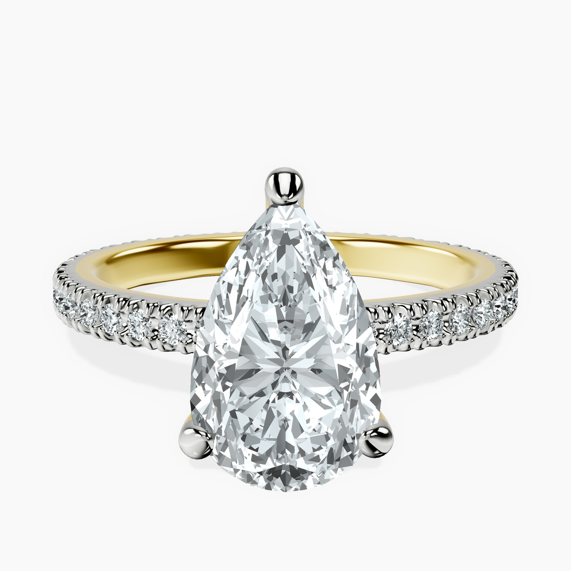 2.96 ct. pear Claire Eternity Ring in 10kt yellow gold rtr top