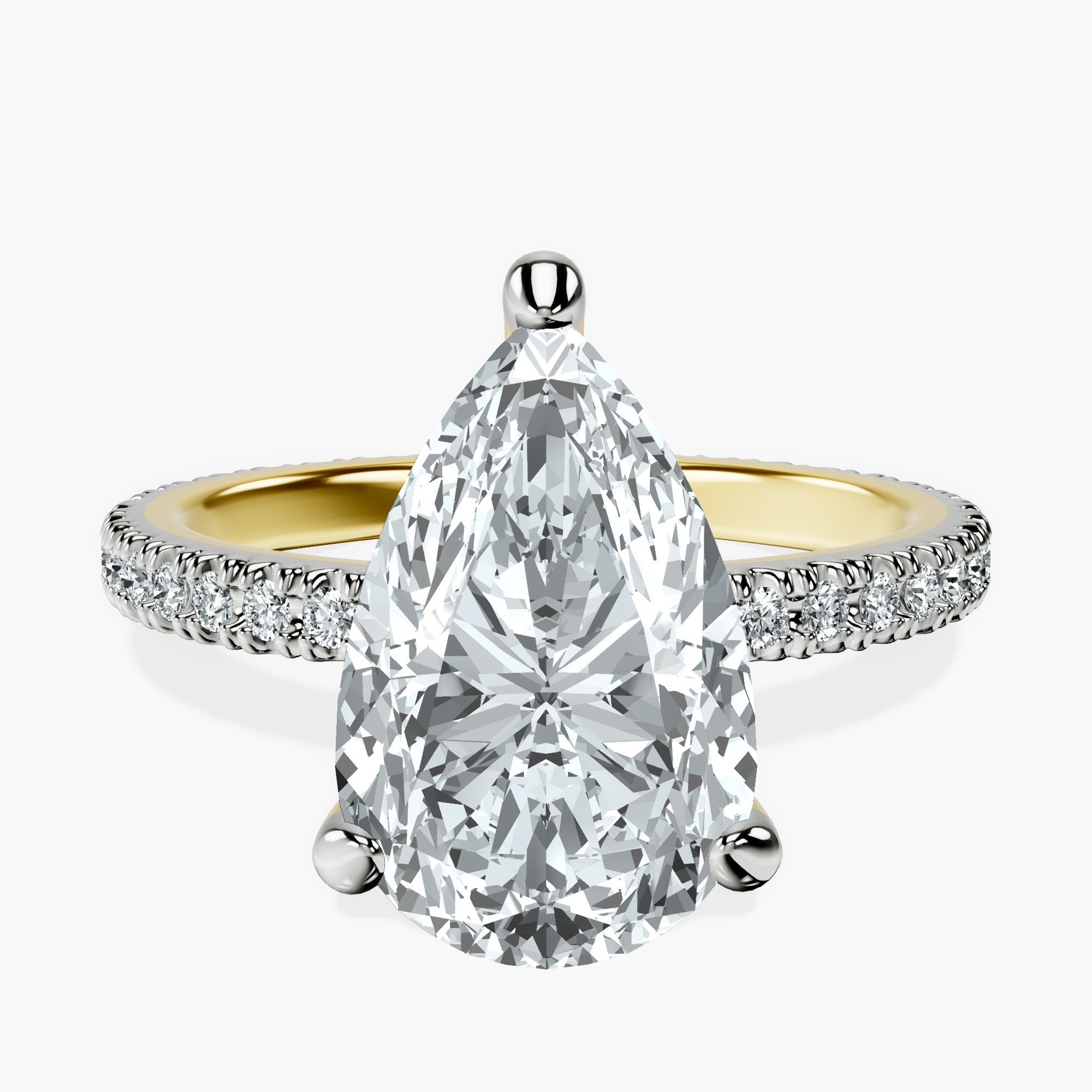 3.51 ct. pear Claire Eternity Ring in 10kt yellow gold rtr top
