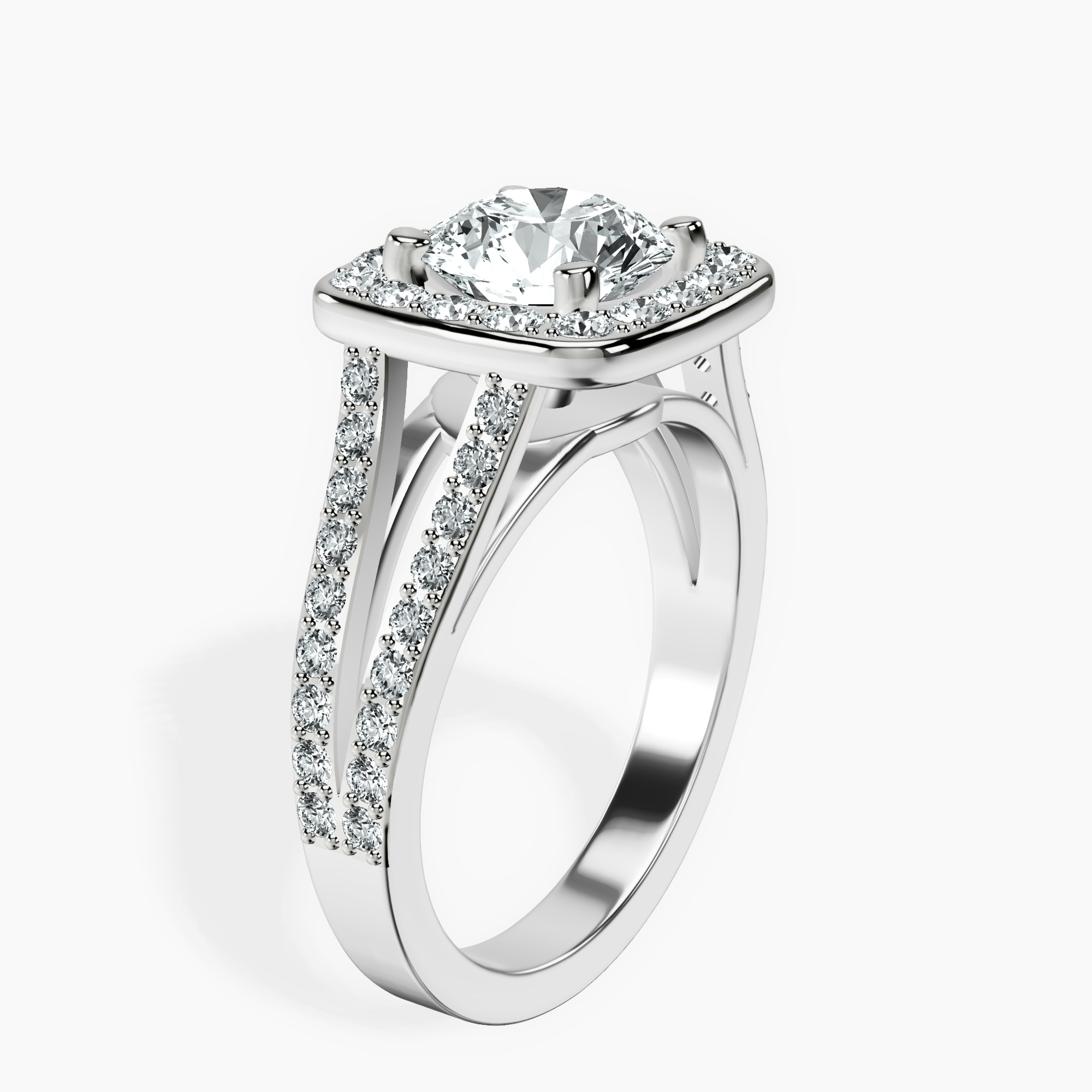 1.39 ct. round Rosalind Halo Ring in platinum standing product image one