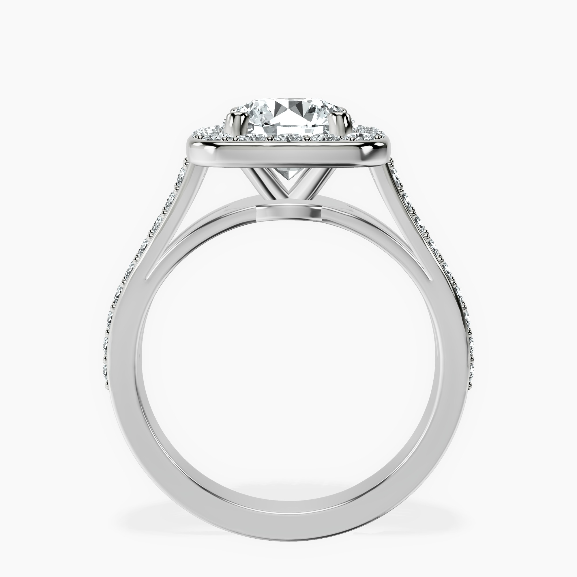 1.39 ct. round Rosalind Halo Ring in platinum side right image one