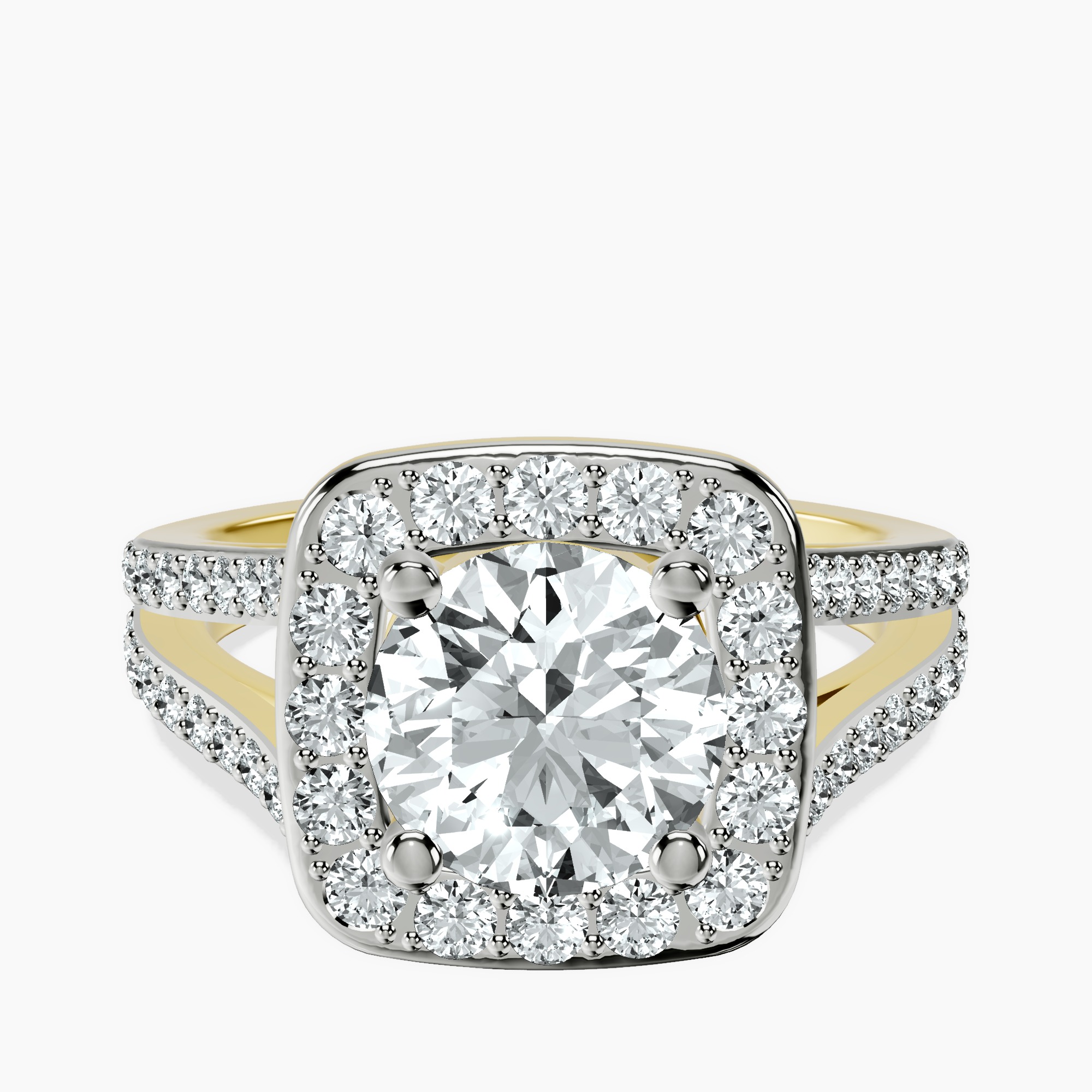 1.41 ct. round Rosalind Halo Ring in 18kt yellow gold rtr top