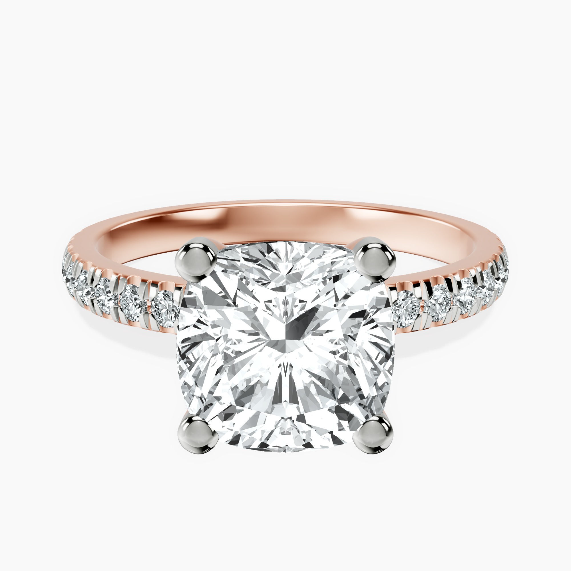 4.83 ct. cushion Venetia Half Eternity Ring in 10kt rose gold rtr top