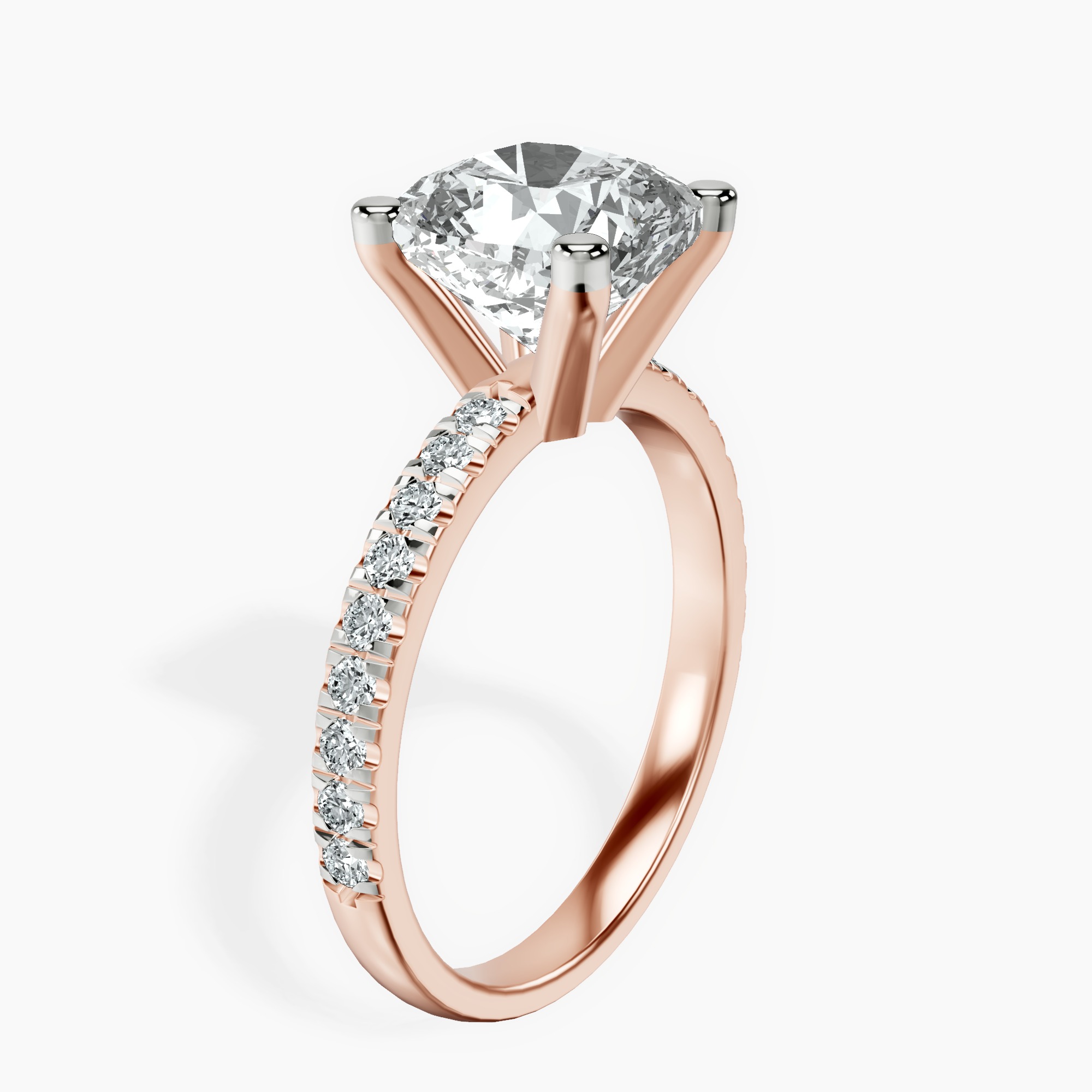4.83 ct. cushion Venetia Half Eternity Ring in 10kt rose gold standing product image one