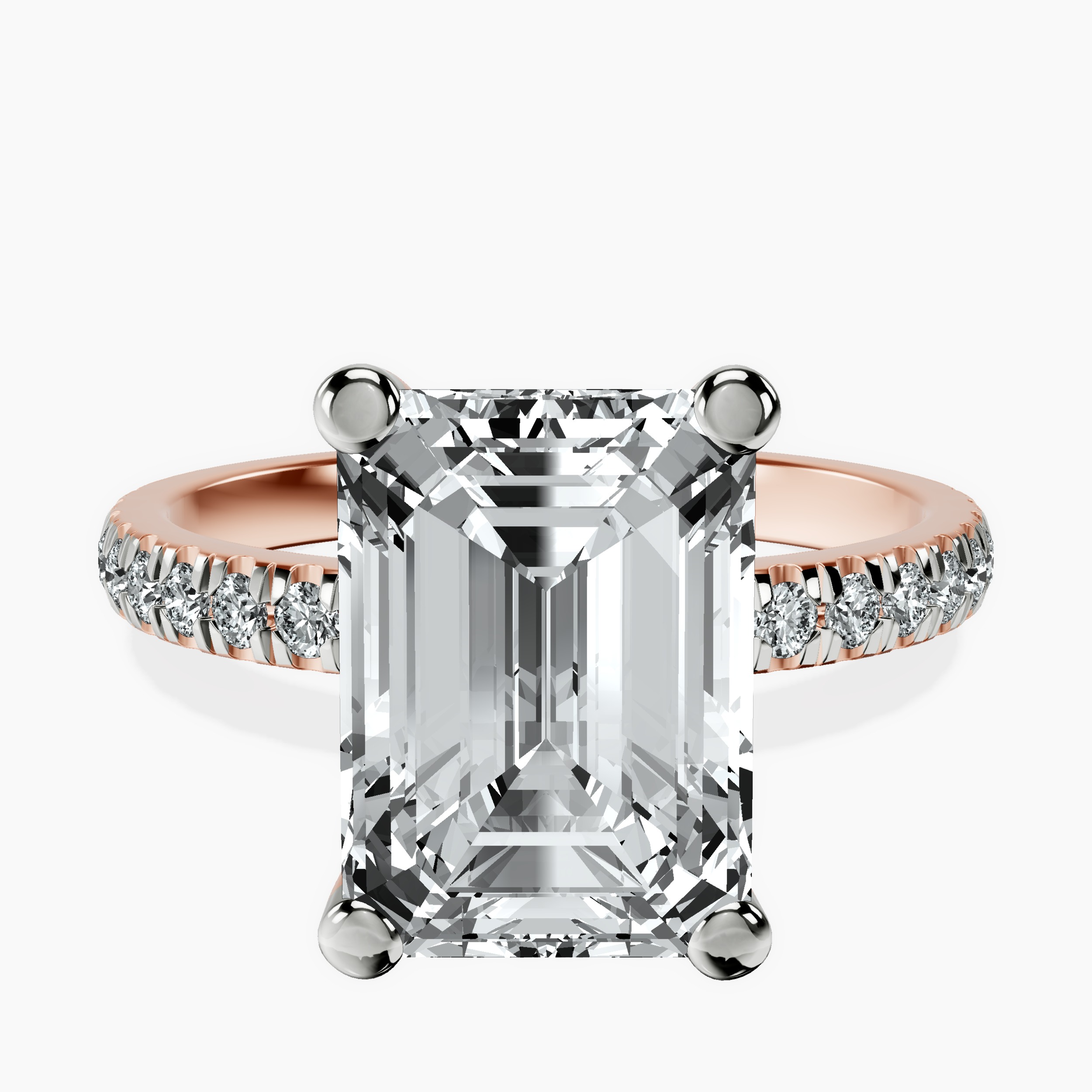 5.25 ct. emerald Venetia Half Eternity Ring in 14kt rose gold rtr top