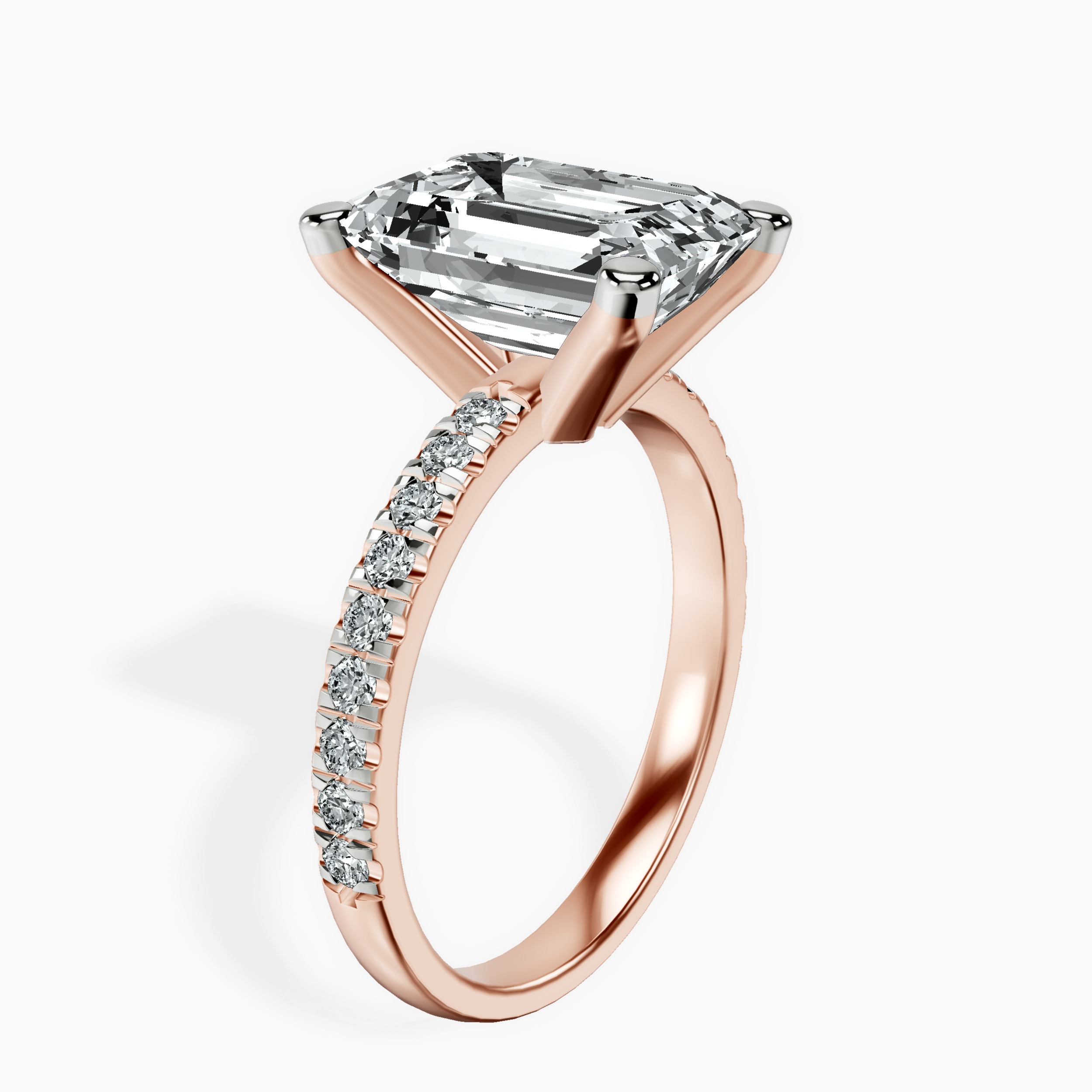 5.25 ct. emerald Venetia Half Eternity Ring in 14kt rose gold standing product image one