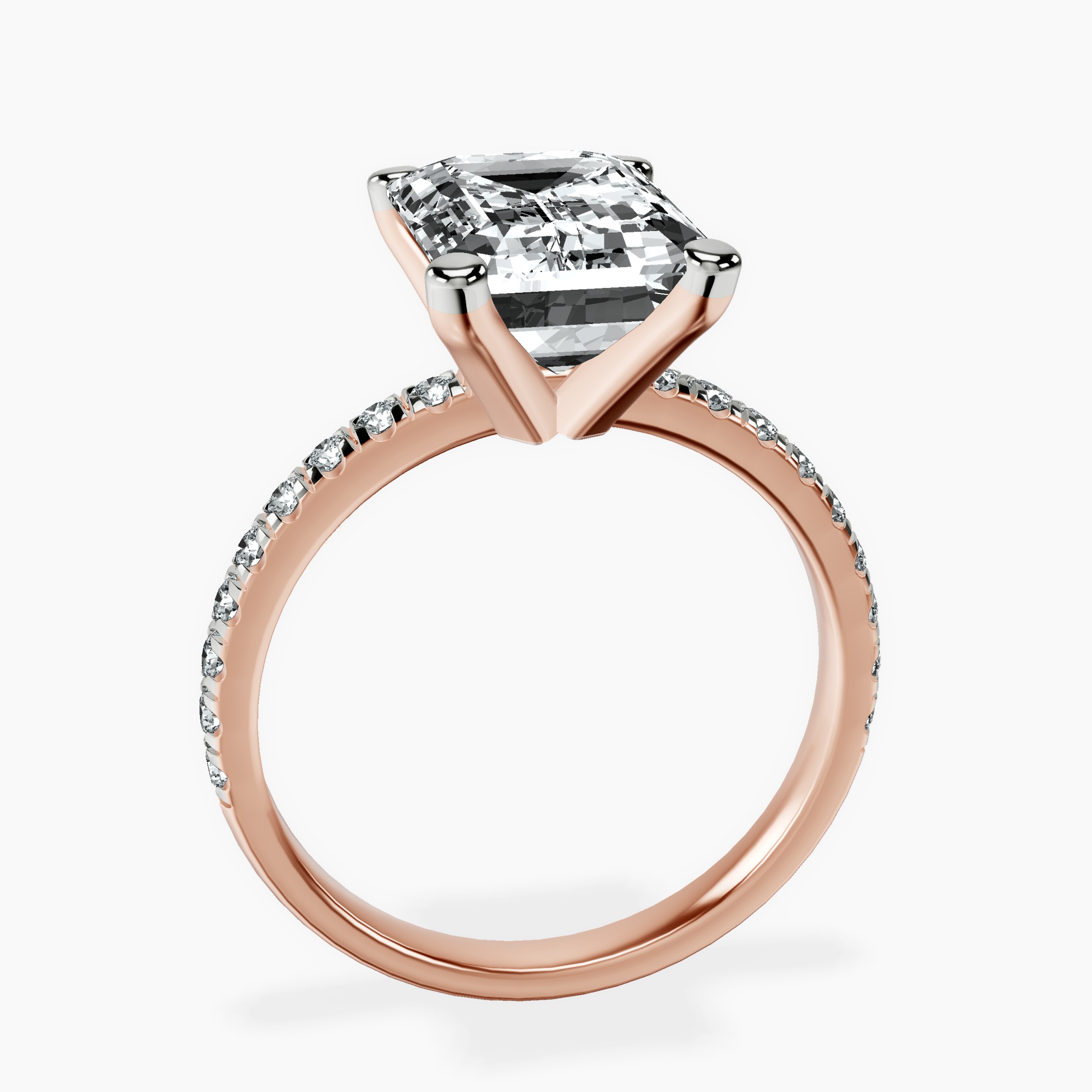 5.25 ct. emerald Venetia Half Eternity Ring in 14kt rose gold side right image one