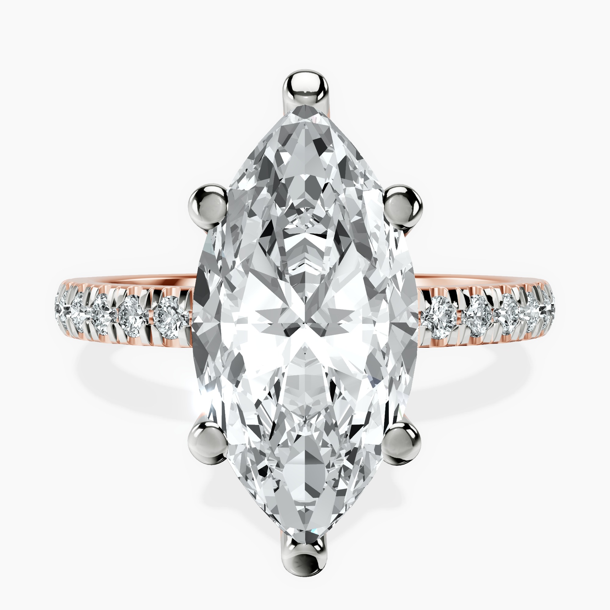 4.08 ct. marquise Venetia Half Eternity Ring in 14kt rose gold rtr top