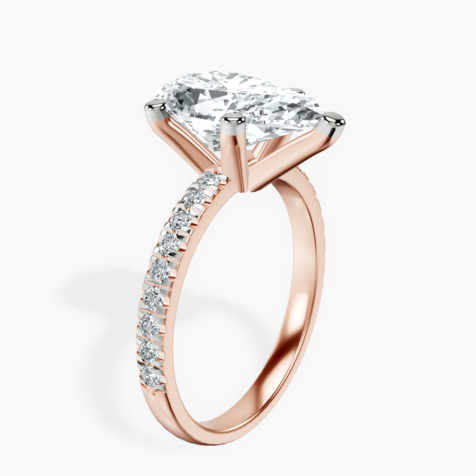 3.99 ct. pear Venetia Half Eternity Ring in 10kt rose gold standing product image one