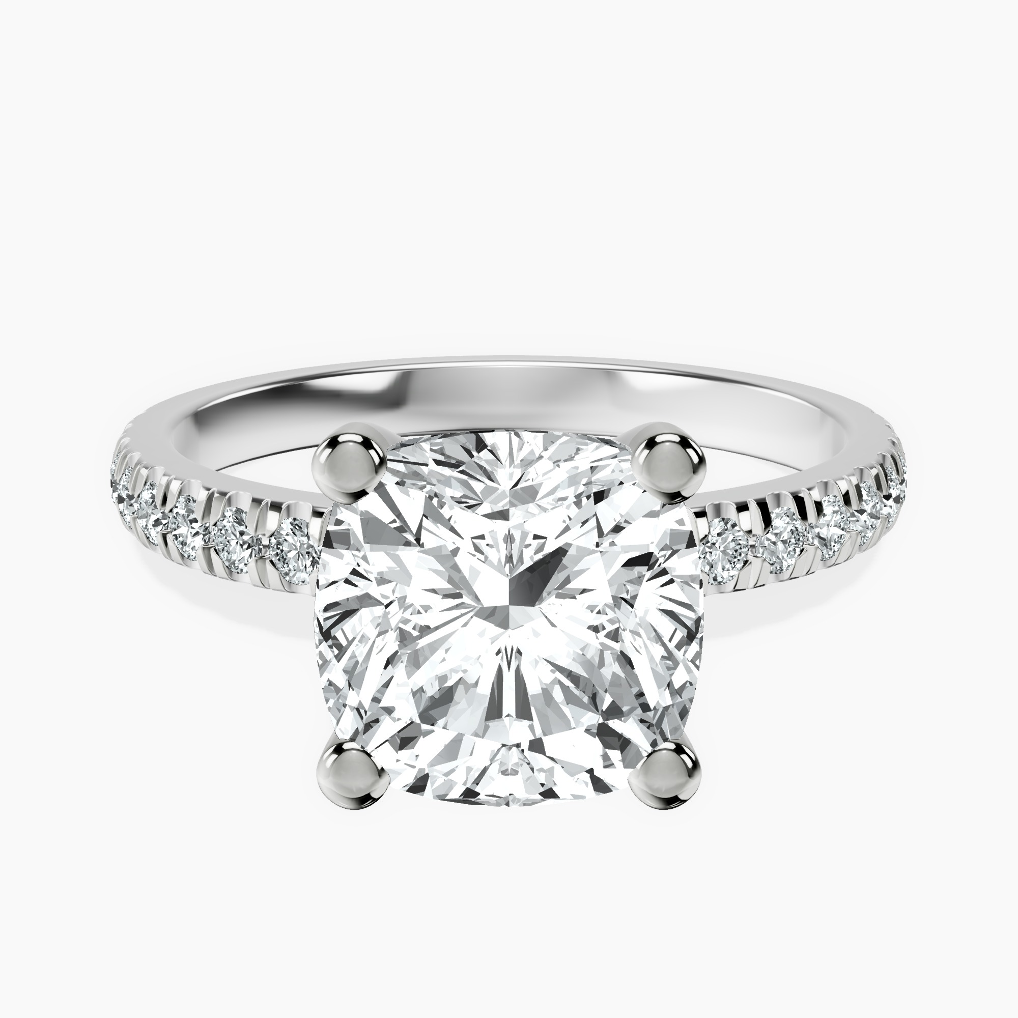 4.46 ct. cushion Venetia Half Eternity Ring in 10kt white gold rtr top