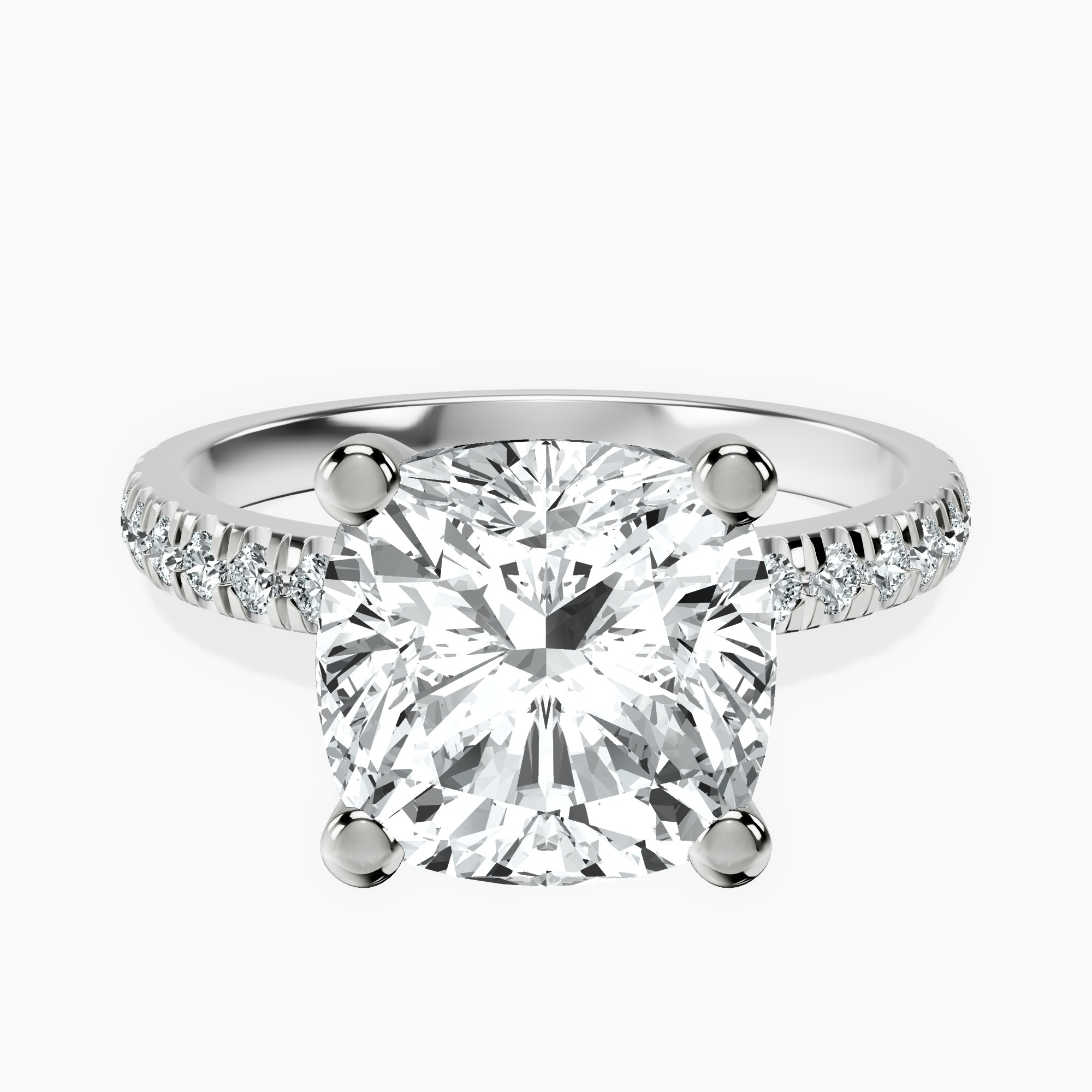 6.51 ct. cushion Venetia Half Eternity Ring in platinum rtr top