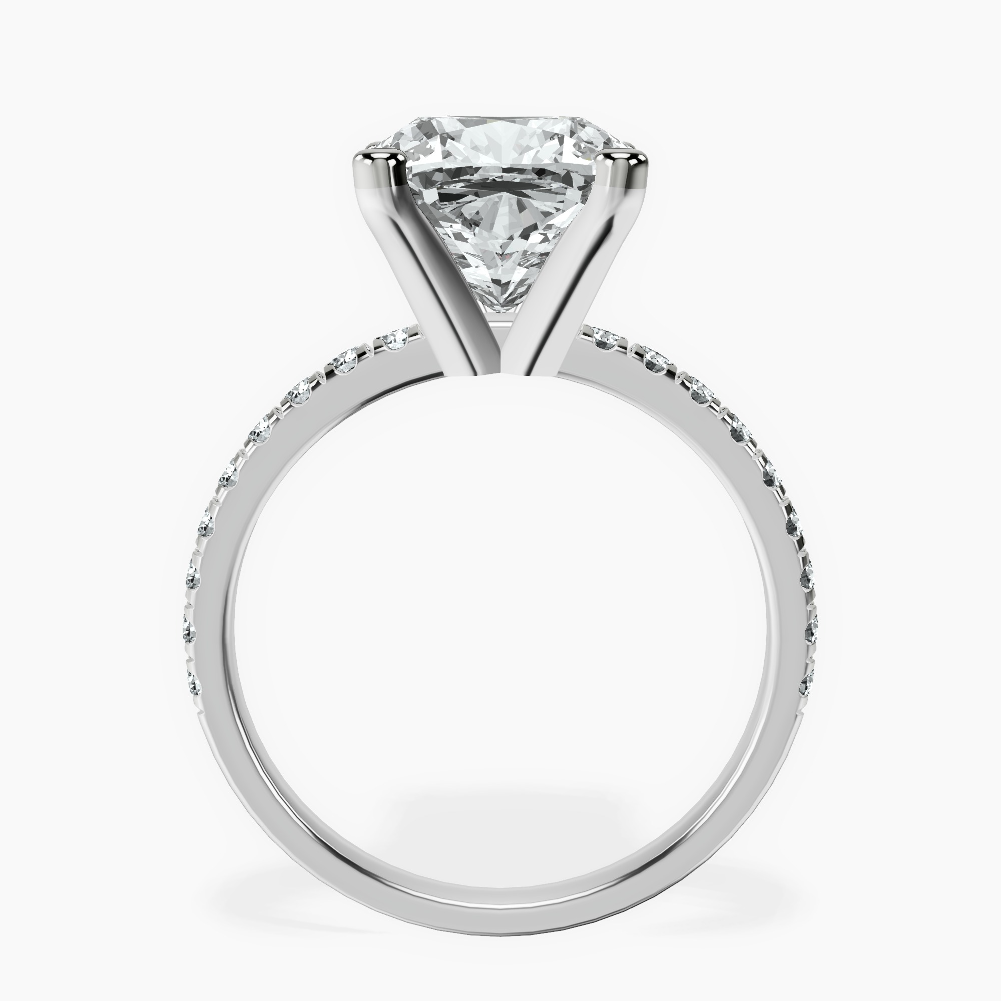 6.51 ct. cushion Venetia Half Eternity Ring in platinum side right image one