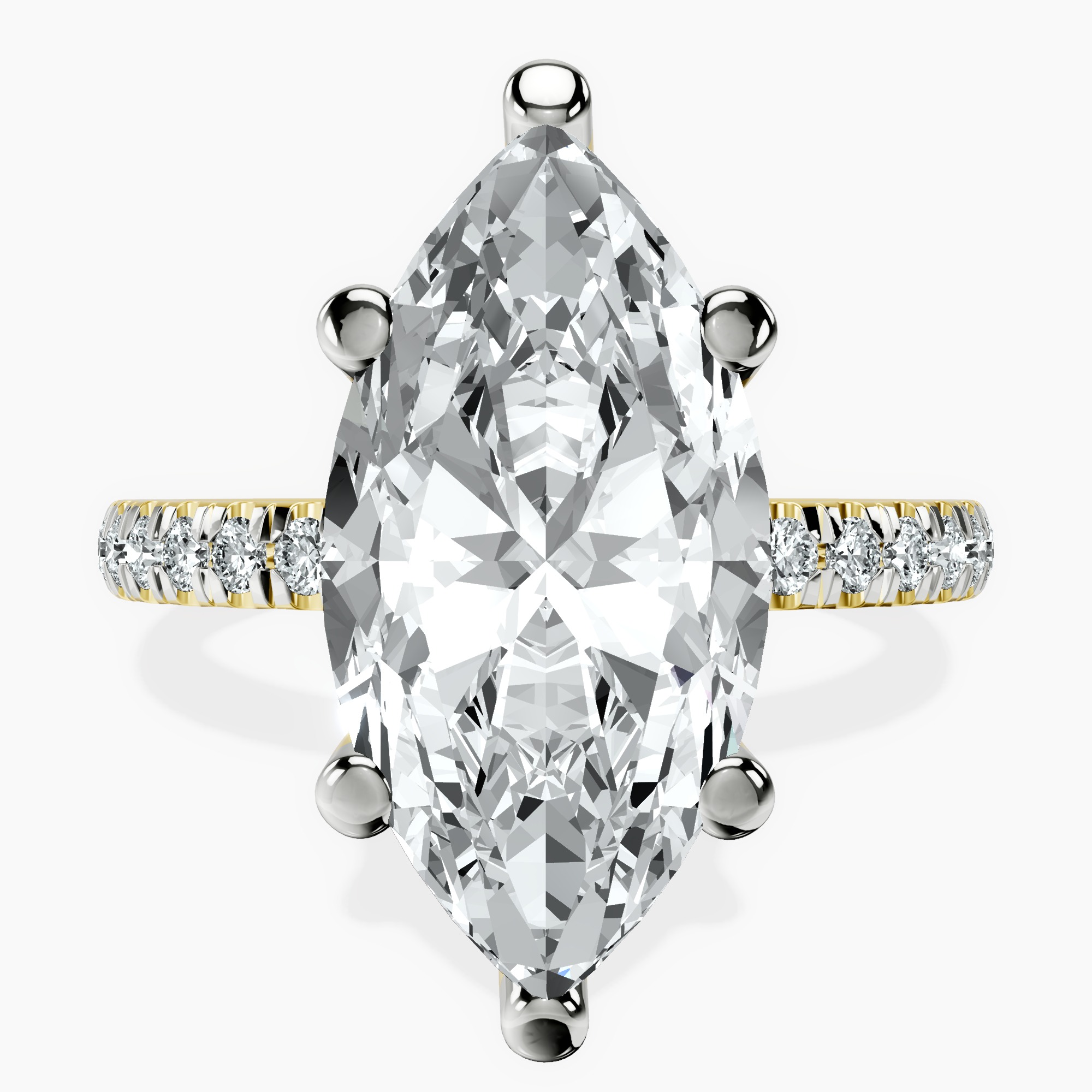 5.08 ct. marquise Venetia Half Eternity Ring in 10kt yellow gold rtr top