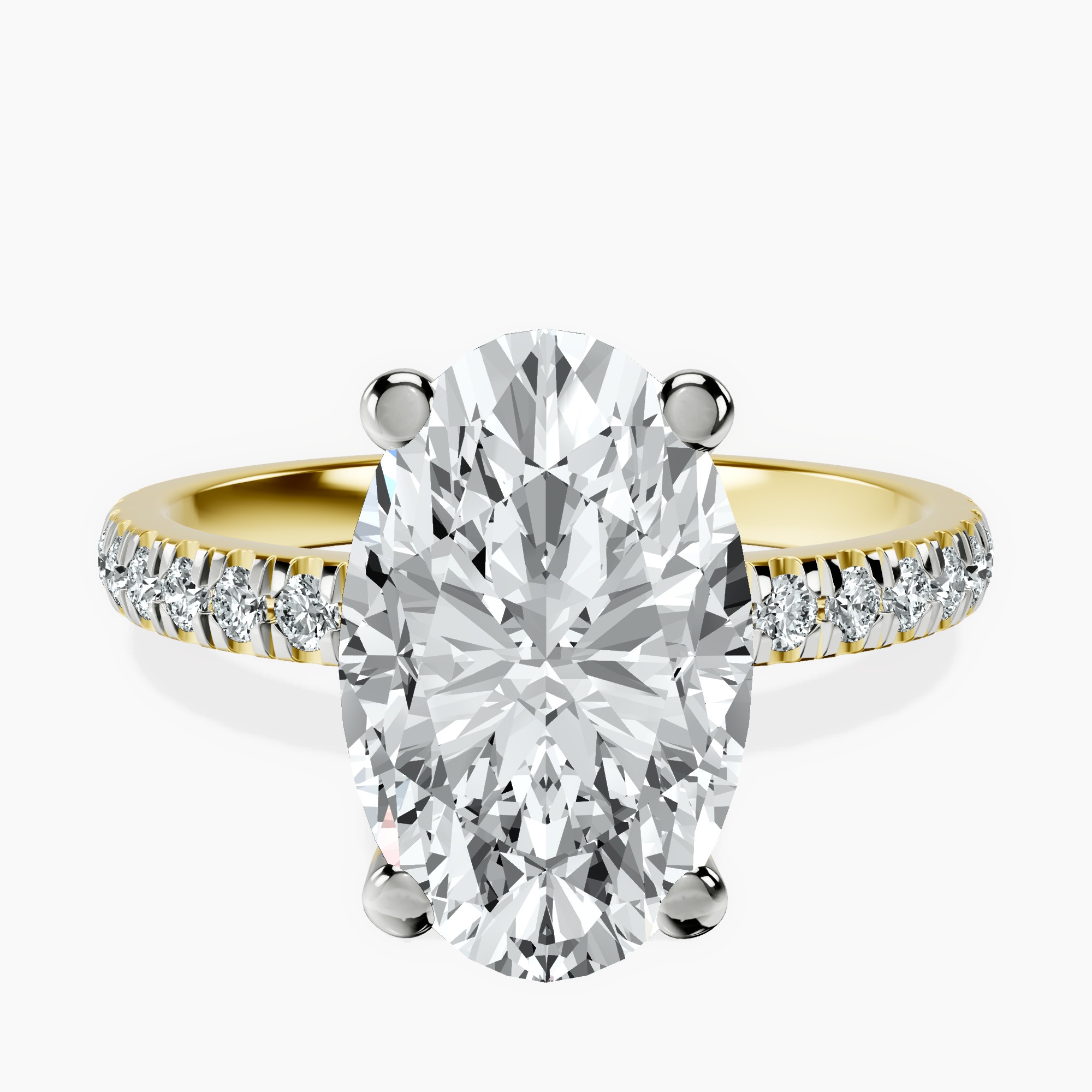 3.40 ct. oval Venetia Half Eternity Ring in 10kt yellow gold rtr top