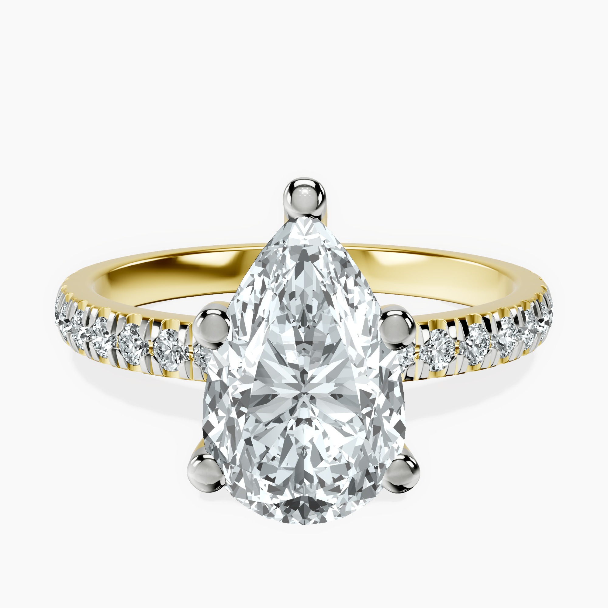 2.96 ct. pear Venetia Half Eternity Ring in 18kt yellow gold rtr top
