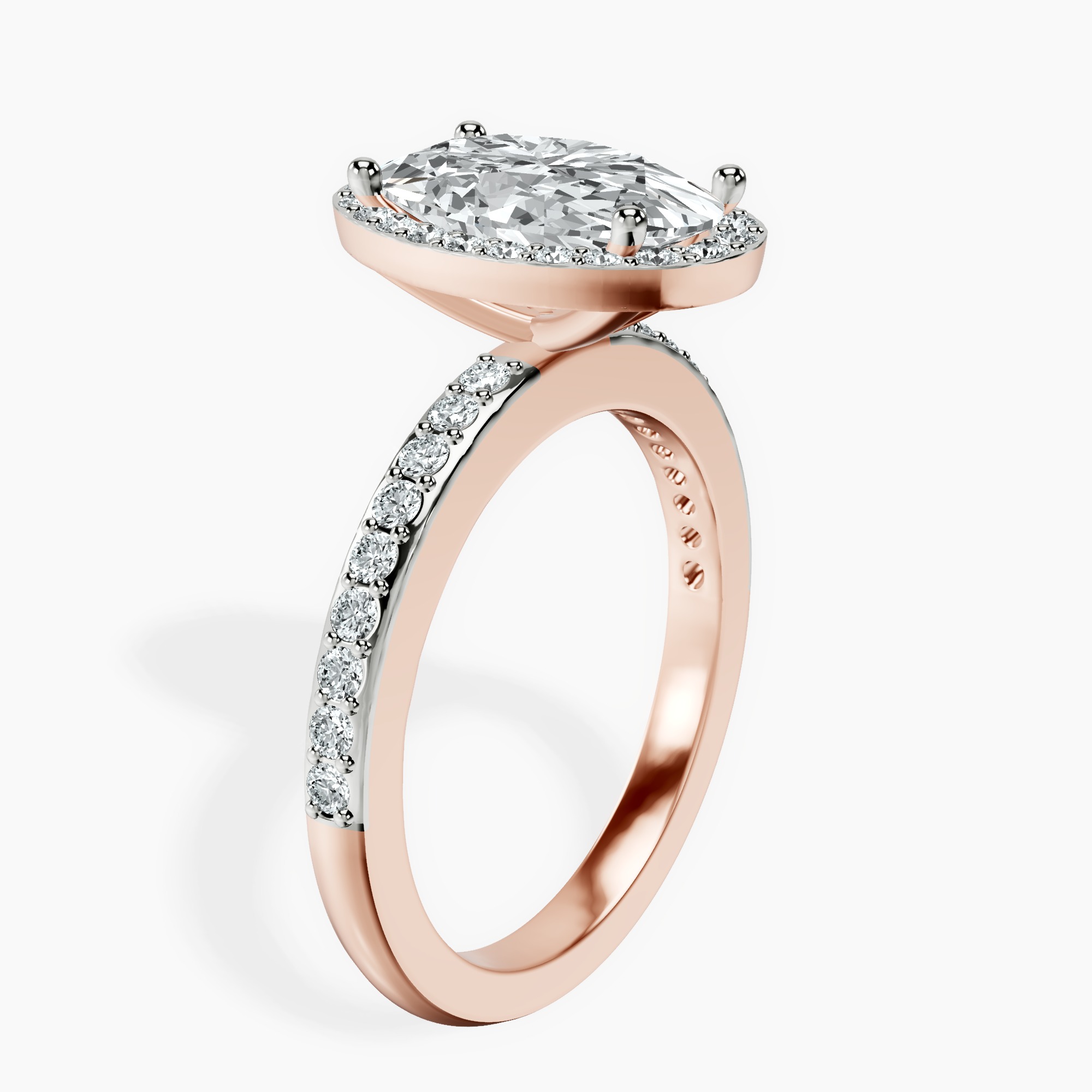 2.40 ct. oval Lumina Halo Ring in 10kt rose gold standing product image one
