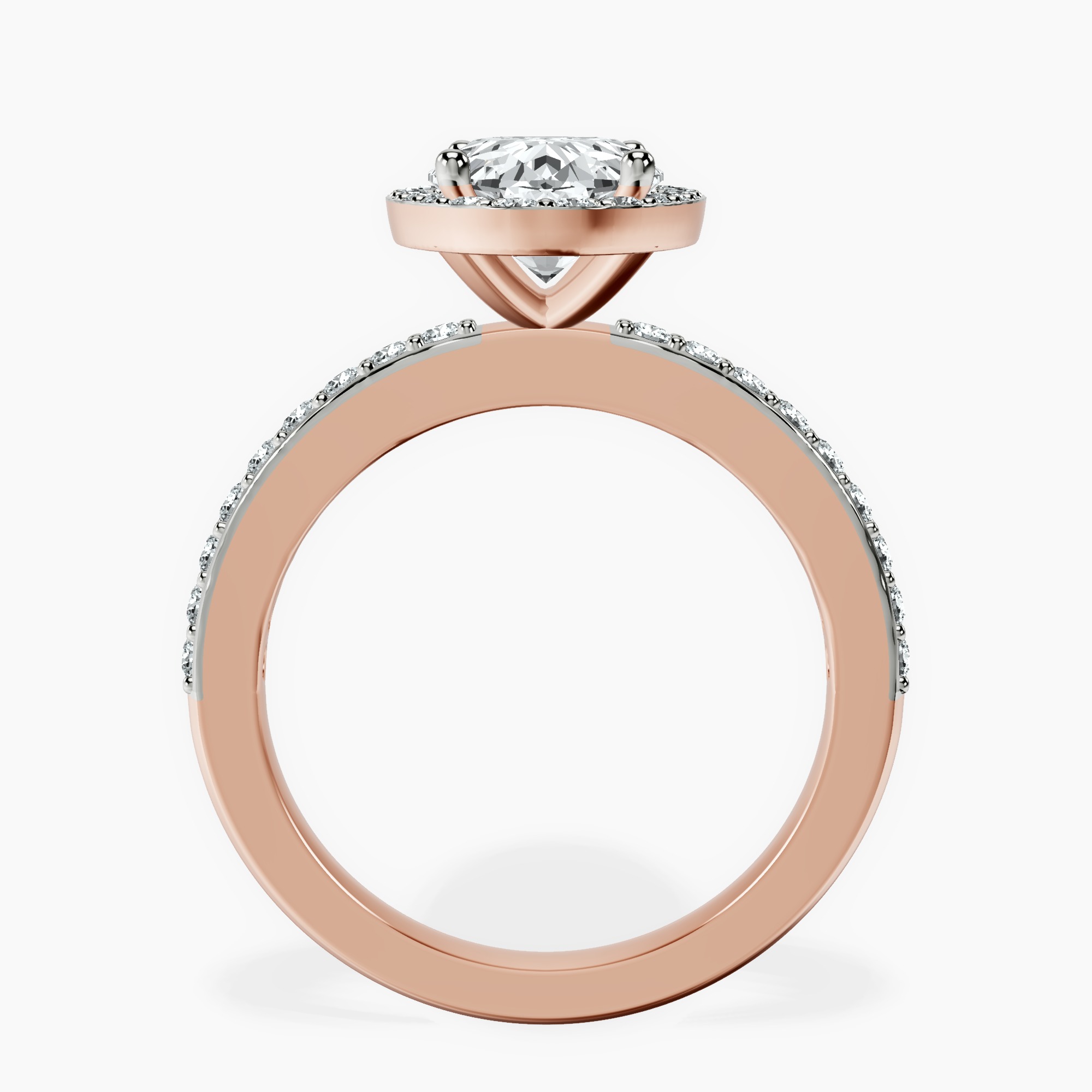 2.40 ct. oval Lumina Halo Ring in 10kt rose gold side right image one