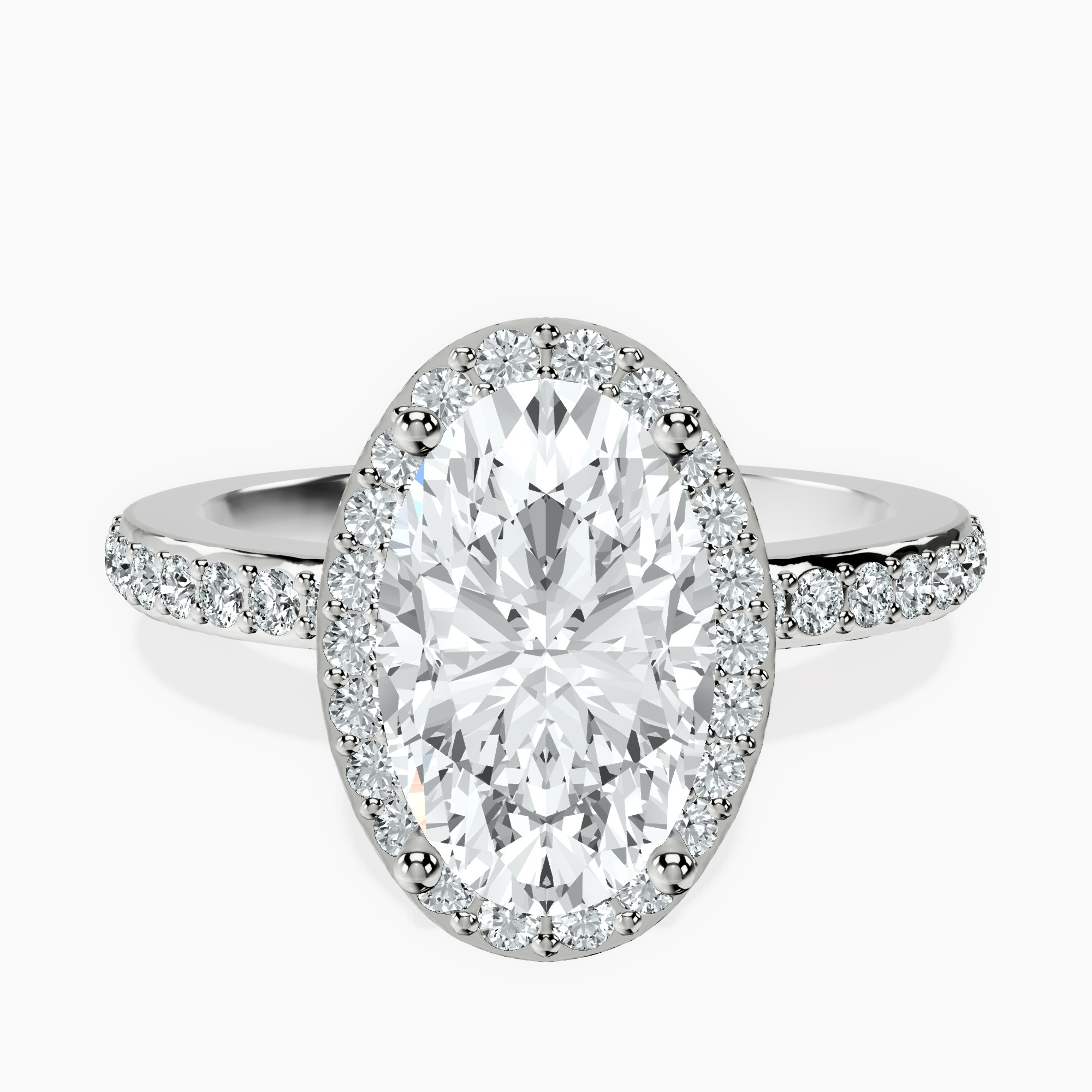 2.40 ct. oval Lumina Halo Ring in 10kt white gold rtr top