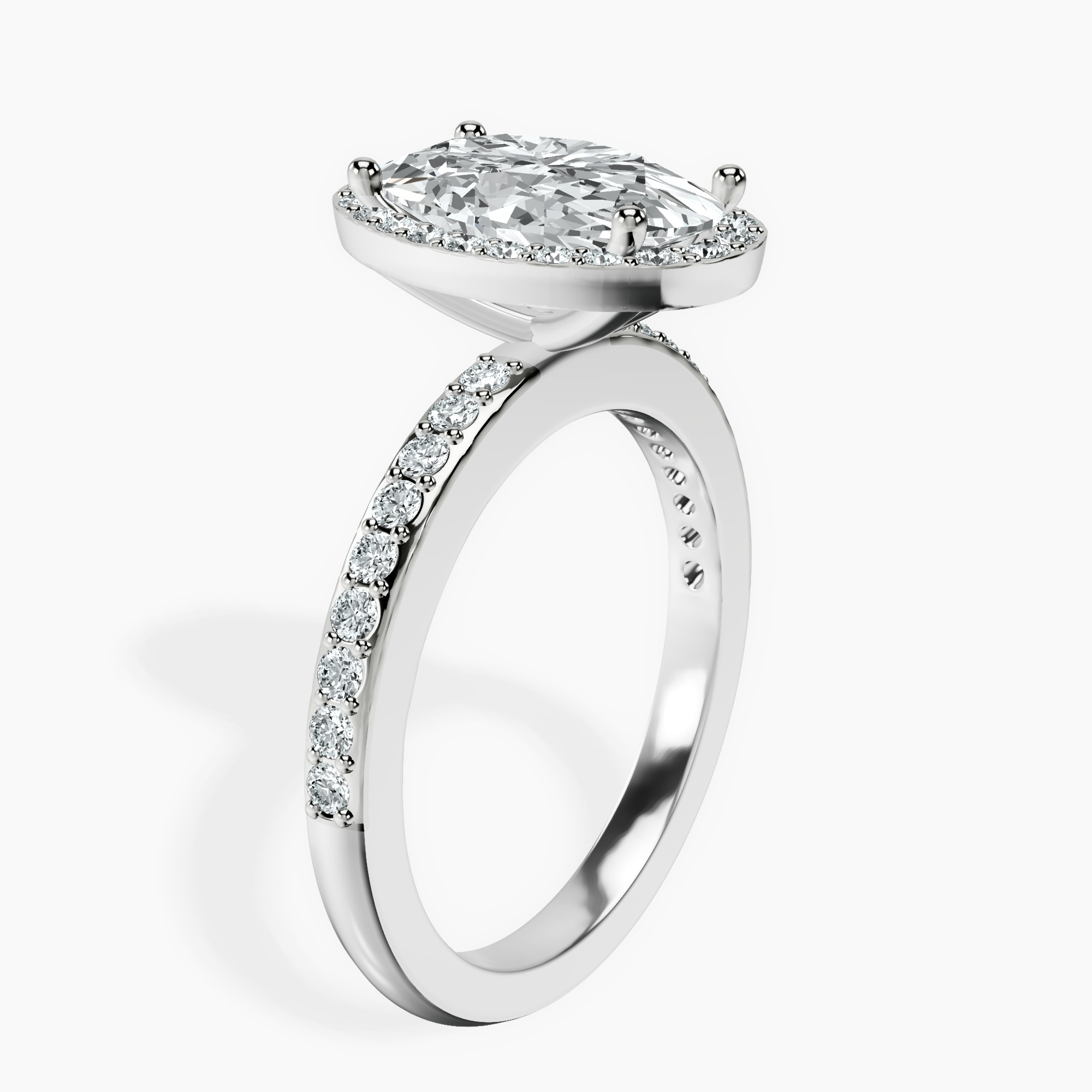 2.40 ct. oval Lumina Halo Ring in 10kt white gold standing product image one