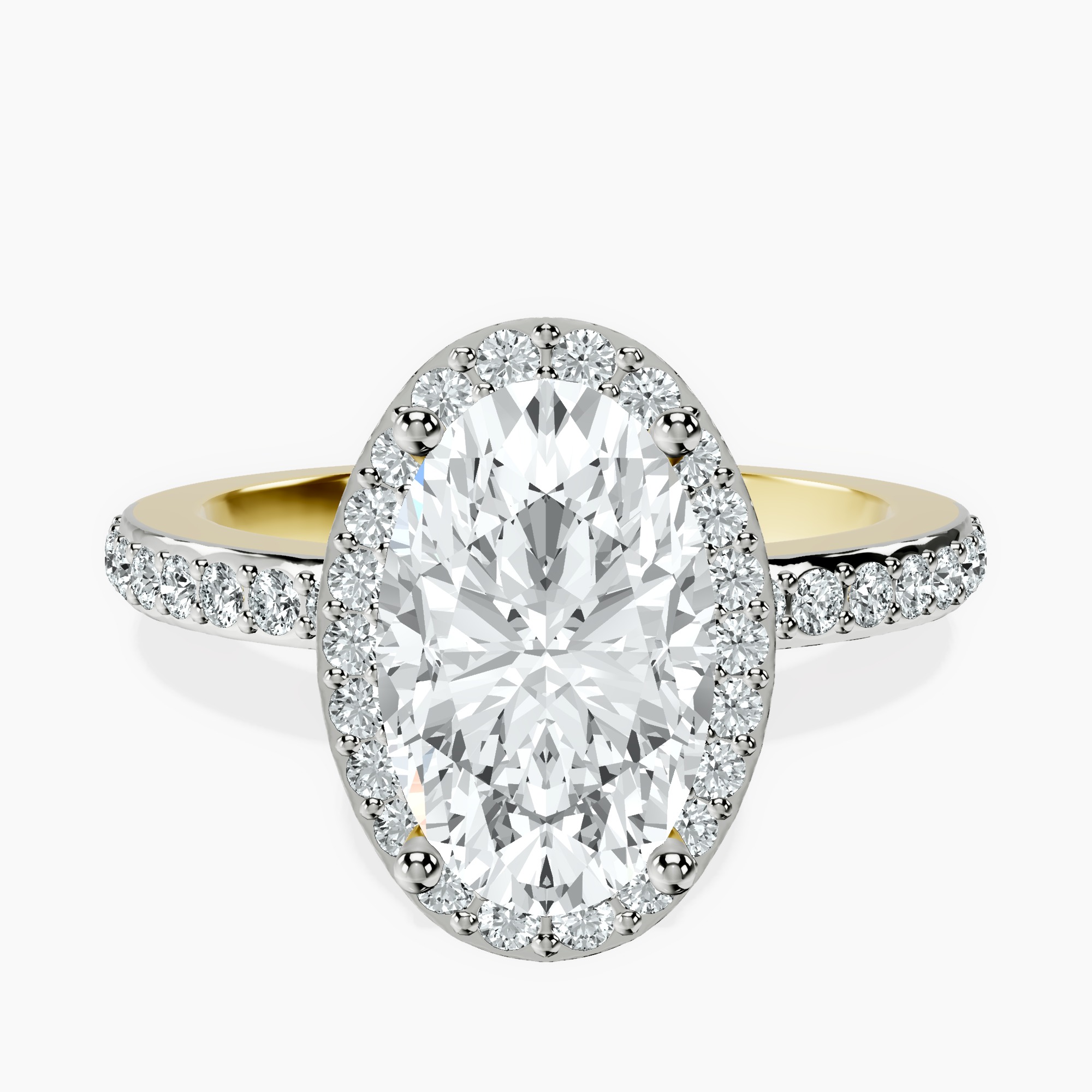 2.44 ct. oval Lumina Halo Ring in 14kt yellow gold rtr top