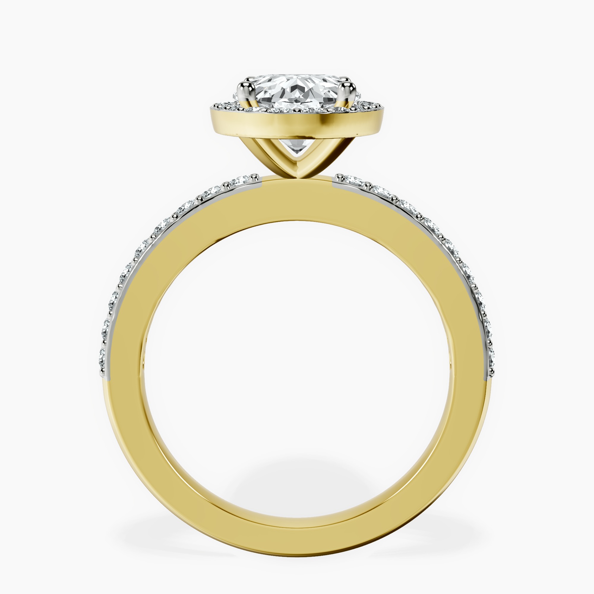 2.44 ct. oval Lumina Halo Ring in 14kt yellow gold side right image one