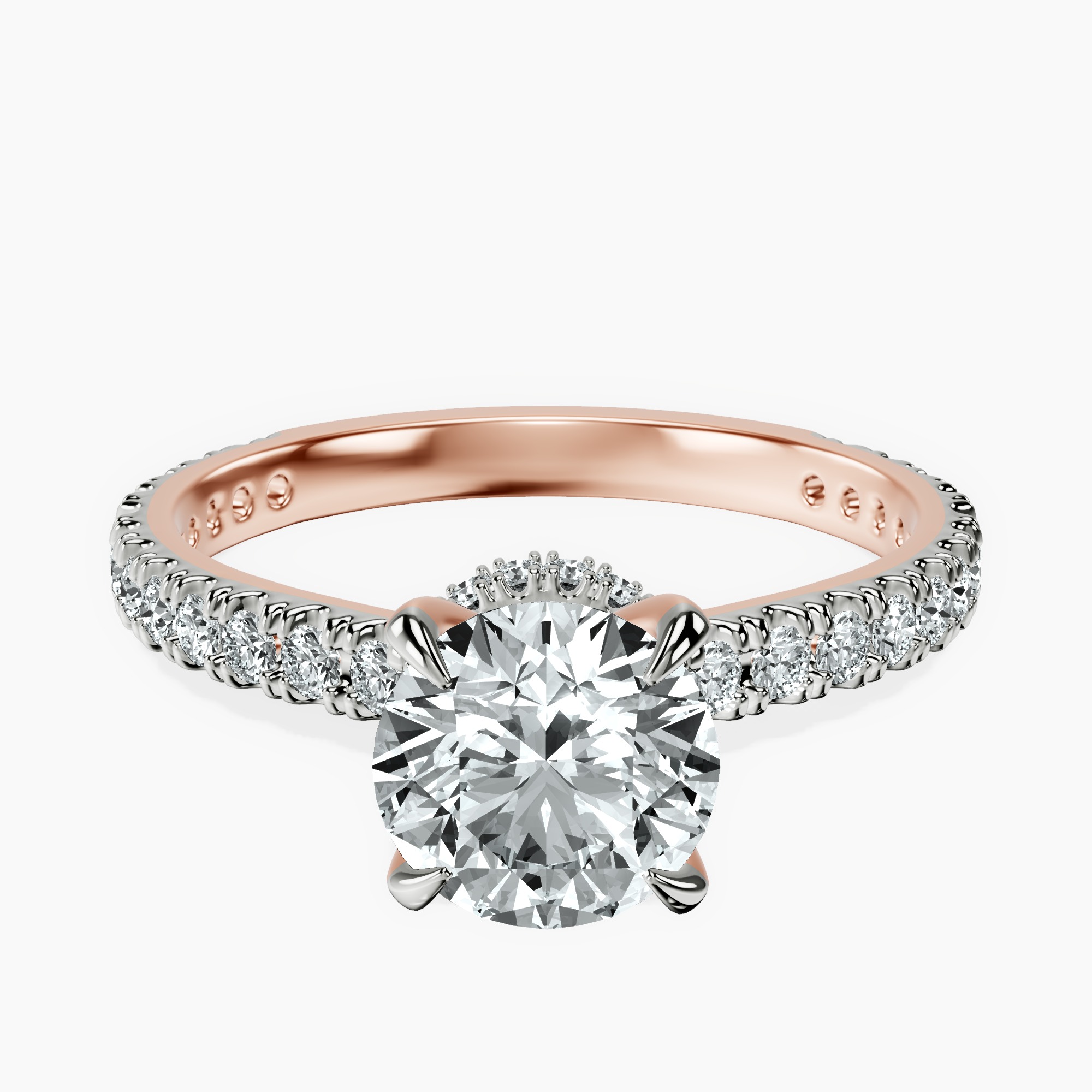 1.39 ct. round Chrissy Teigen Engagement Ring in 14kt rose gold rtr top