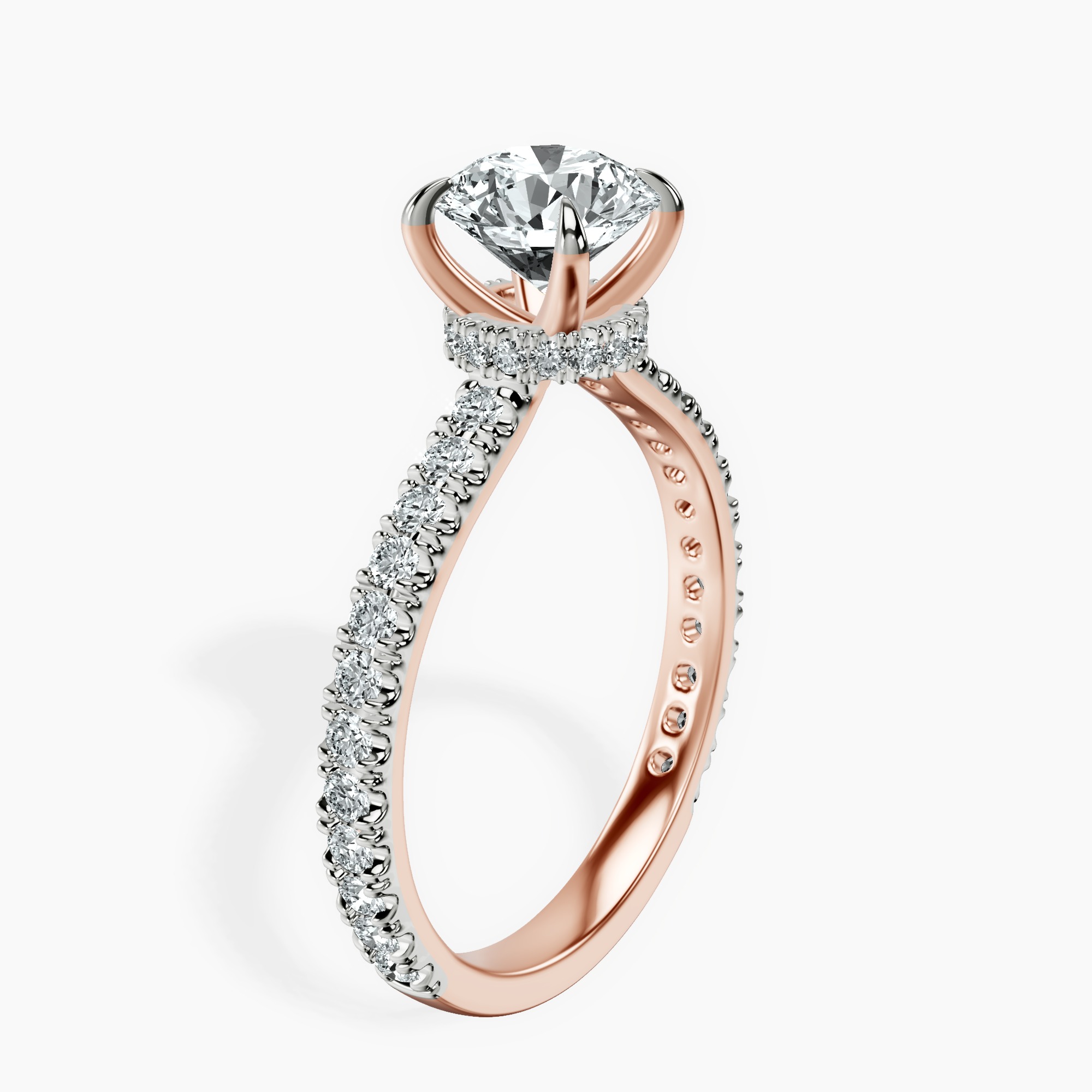 1.39 ct. round Chrissy Teigen Engagement Ring in 14kt rose gold standing product image one